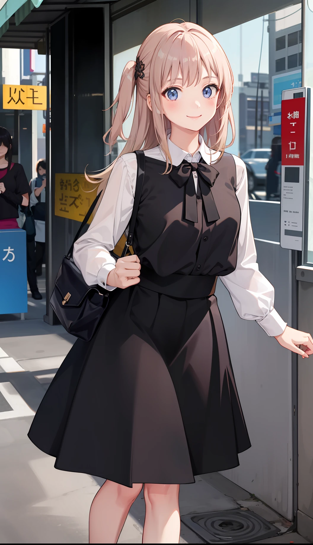 1girl in、A smile、The shirt、blouse、skirt by the、(small tits)Chilarism、movement、