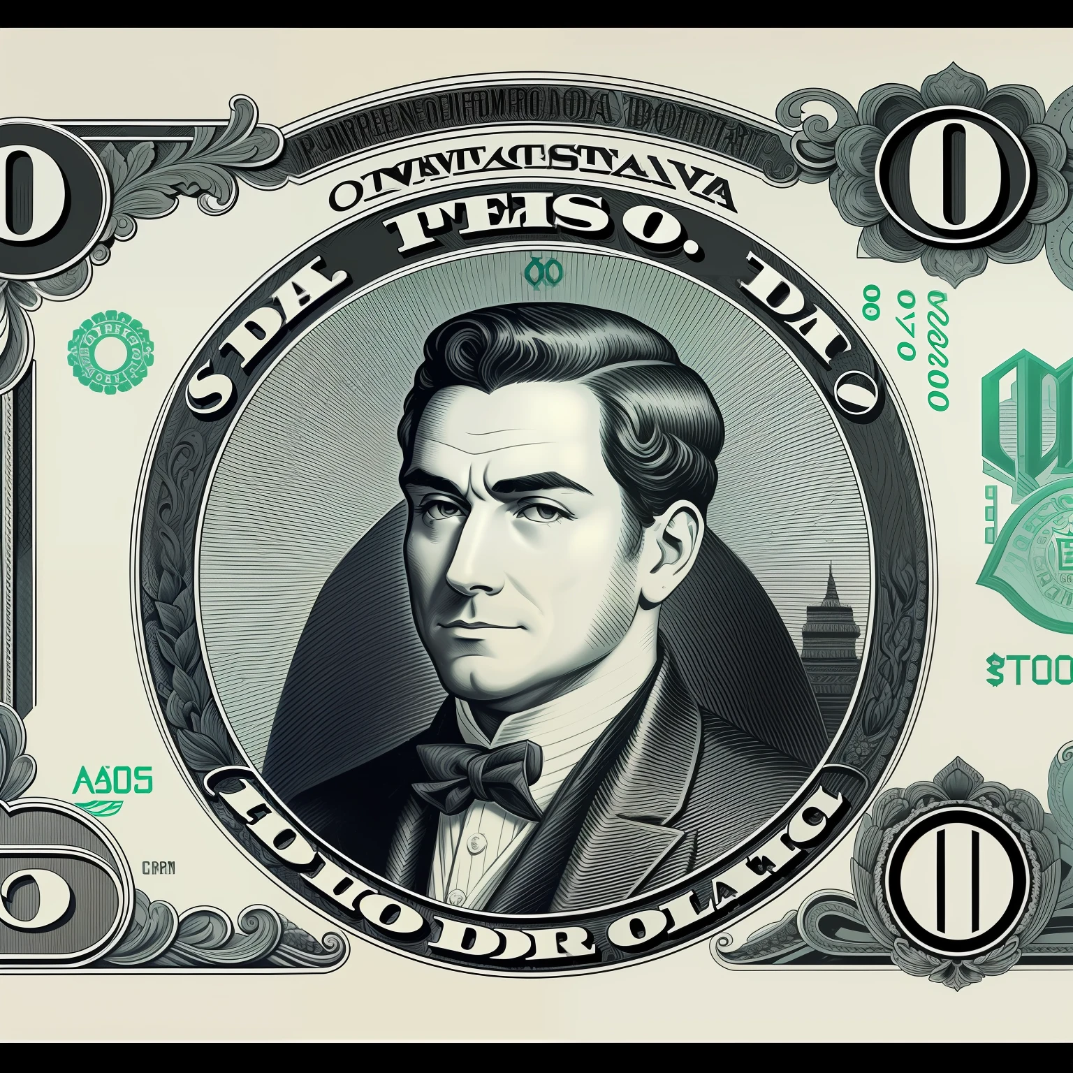 Logo vetor, hundred dollar bill in its original color, com fundo completamente preto