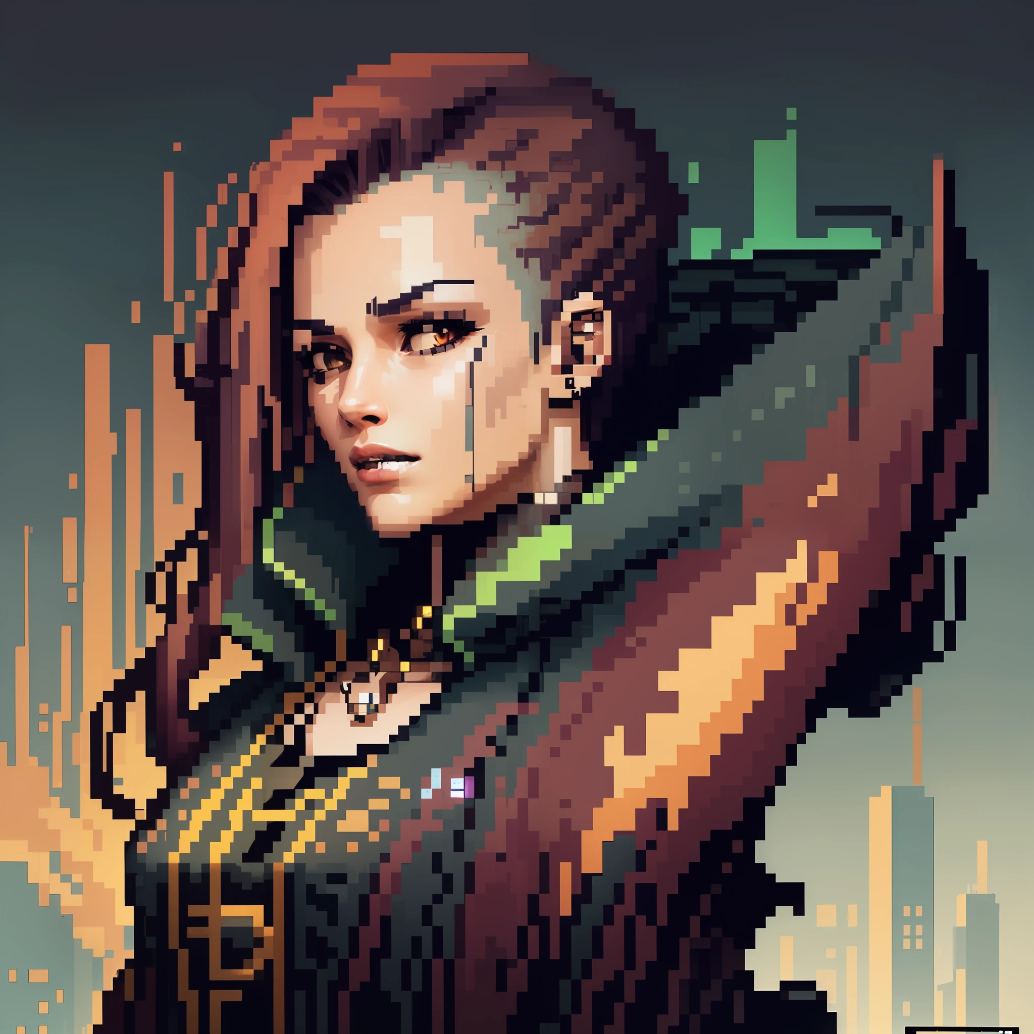 Personagem legal com cabelo grande, poster cyberpunk game