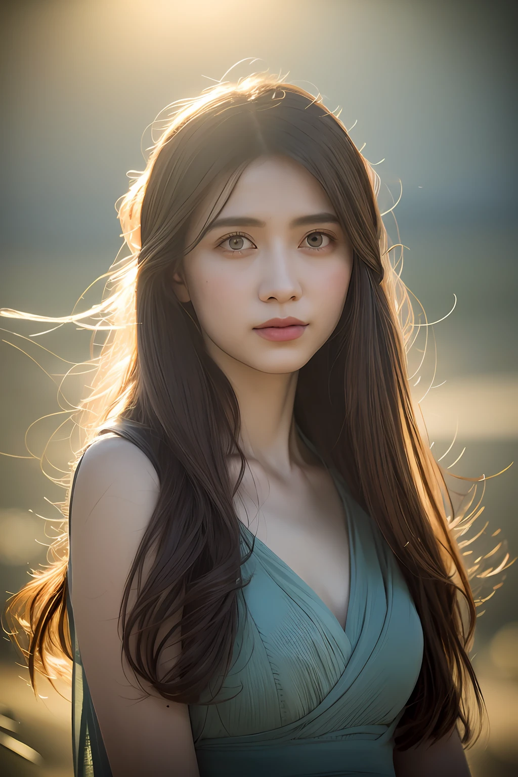 (RAW photo, best quality), (realistic, photo-realistic:1.3),best quality,highly detailed,masterpiece,ultra-detailed,illustration,1girl,upper_body,dynamic angle,world masterpiece theater,messy_long_hair,best quality,extremely detailed CG unity 8k wallpaper,ink,Amazing,cinematic lighting,lens_flare,,dunhuang_style