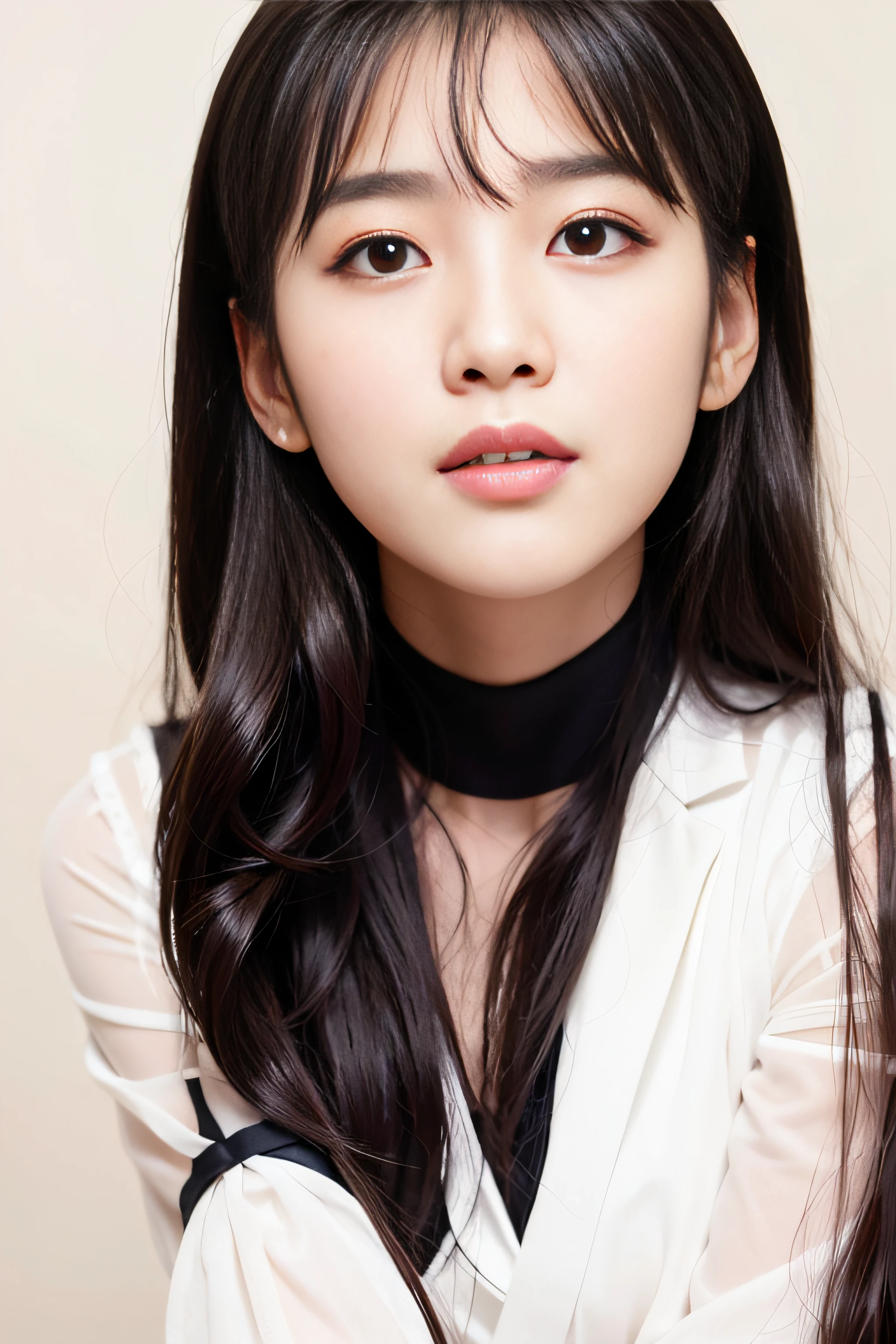 Aalfid asian woman with long black hair and white background, portrait of female korean idol, portrait jisoo blackpink, Beautiful young Korean woman, park jimin, Gorgeous young Korean woman, Shin Jinying, young lovely Korean faces, cute korean actress, lee ji eun, Lee Ji-eun, female actress from korea, beautiful Korean women, seseon yoon