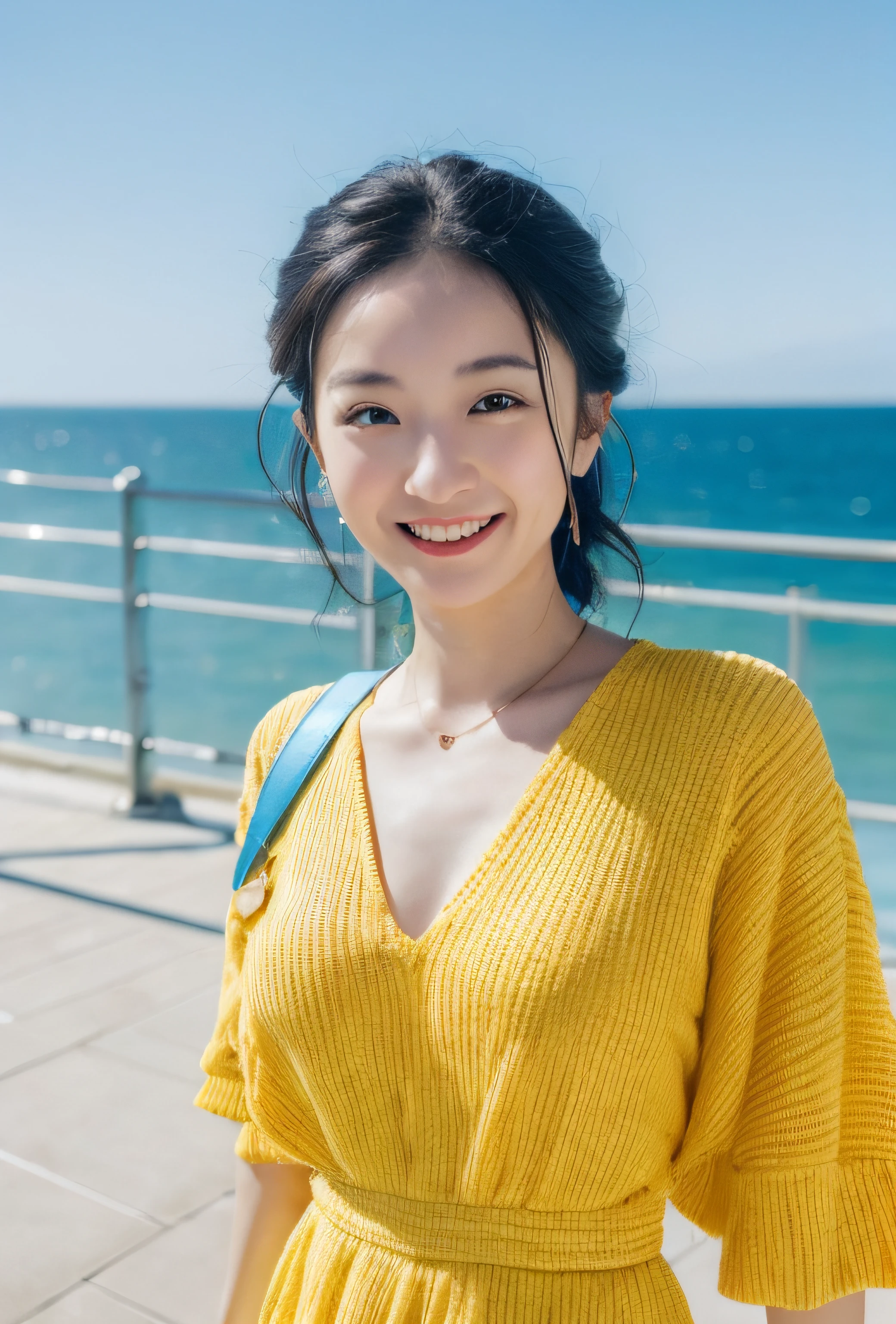 (tmasterpiece,top Quority,best qualtiy,offcial art,Beauty and aesthetics:1.2),(((1girl fly))),,baiyun,blue-sky,dress in yellow,(((full bodyesbian))),highest details,(shiny skins),aged 40 ,(A woman of mature style),plumw,(耳Nipple Ring),laughingly,(tmasterpiece:1.3),(8k,realisticlying,RAW photos,best qualtiy:1.4),beauitful face,(photorealiscic face),Attractive,超高分辨率,Ultra photo realsisim,highly detailed,the golden ratio,(exteriors,the ocean,zori),