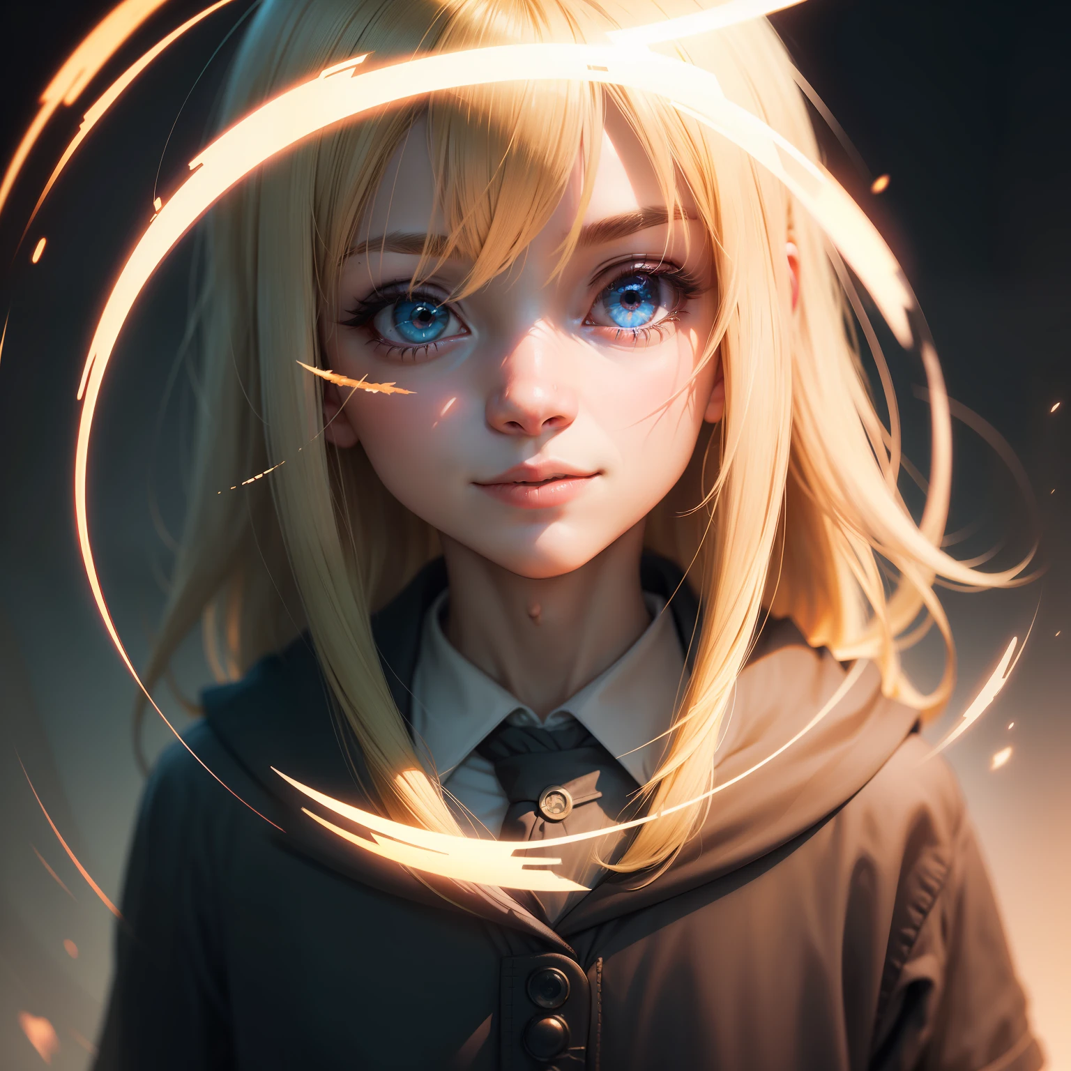 wince, longeyelashes, solid circle eyes, light smile, blonde hair, schoolboy, wince, glowing eyes, shy, Surrealism, drop shadow, anaglyph, stereogram, tachi-e, pov, atmospheric perspective, pov, 8k, super detail, ccurate, best quality