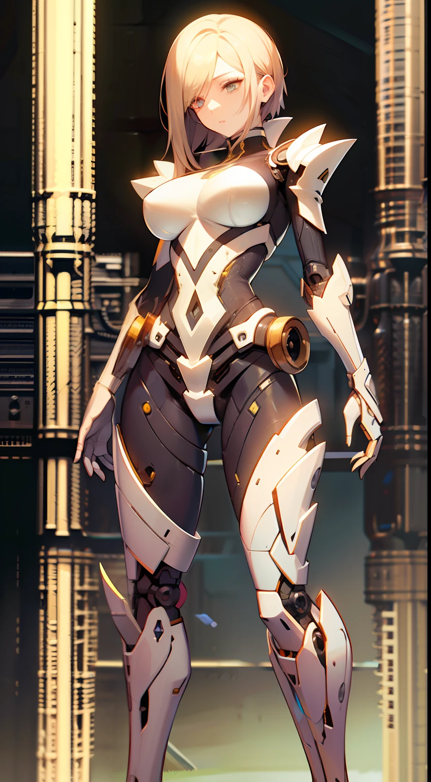 Drawing of a robot with a sword,  female mech,streamline, Cyborg Woman, beautiful robot character design, anime robotic mixed with organic, Feminine, cool mecha style, (Photorealsitic), (​masterpiece, :1.3),(top-quality:1.4), (超A high resolution:1.2), 超A high resolution, (A detailed eye), (detailed facial features), nffsw, 8K分辨率, (lensflare:0.7),Full Body Art