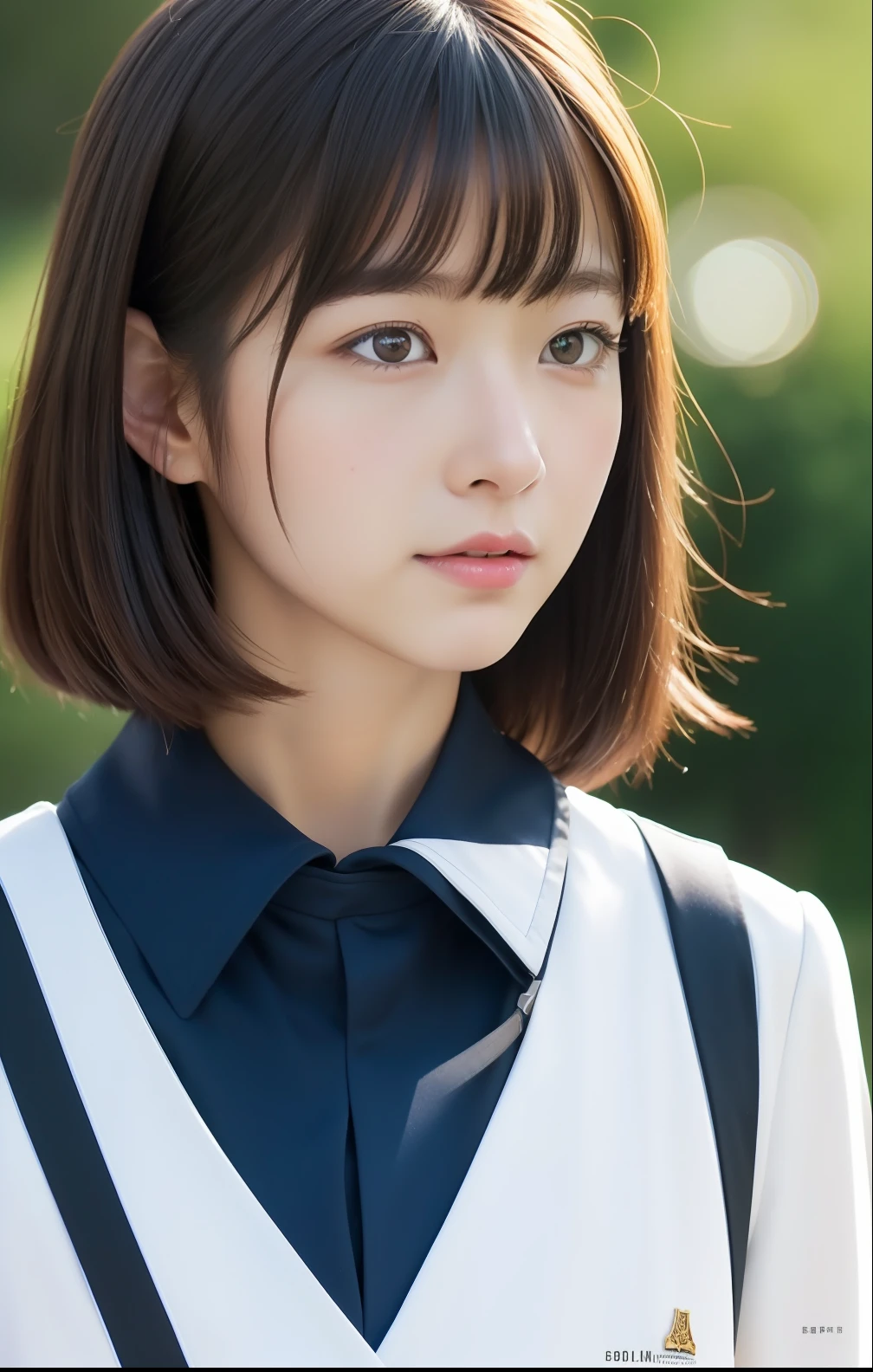 Coastline roads、frontage、Angle from below、Short-cut hairstyles 、Women in Japan、Pedaling a bicycle、Hold the bicycle steering wheel with your hands forward、Sit in the saddle of a bicycle、ulzzang-6500-v1.1, (Raw foto:1.2), (Photorealsitic:1.4),　White panties、 a beautiful detailed girl, extremely detailed eye and face, beatiful detailed eyes, huge filesize, hight resolution, ighly detailed, top-quality, ​masterpiece, ((Japanese girls' high school uniform)), ighly detailed, CG, 8k wallpaper, magnifica, finely detail, top-quality, Highly detailed CG uniforms、 Light on the face、电影灯光、a 18 year old girl