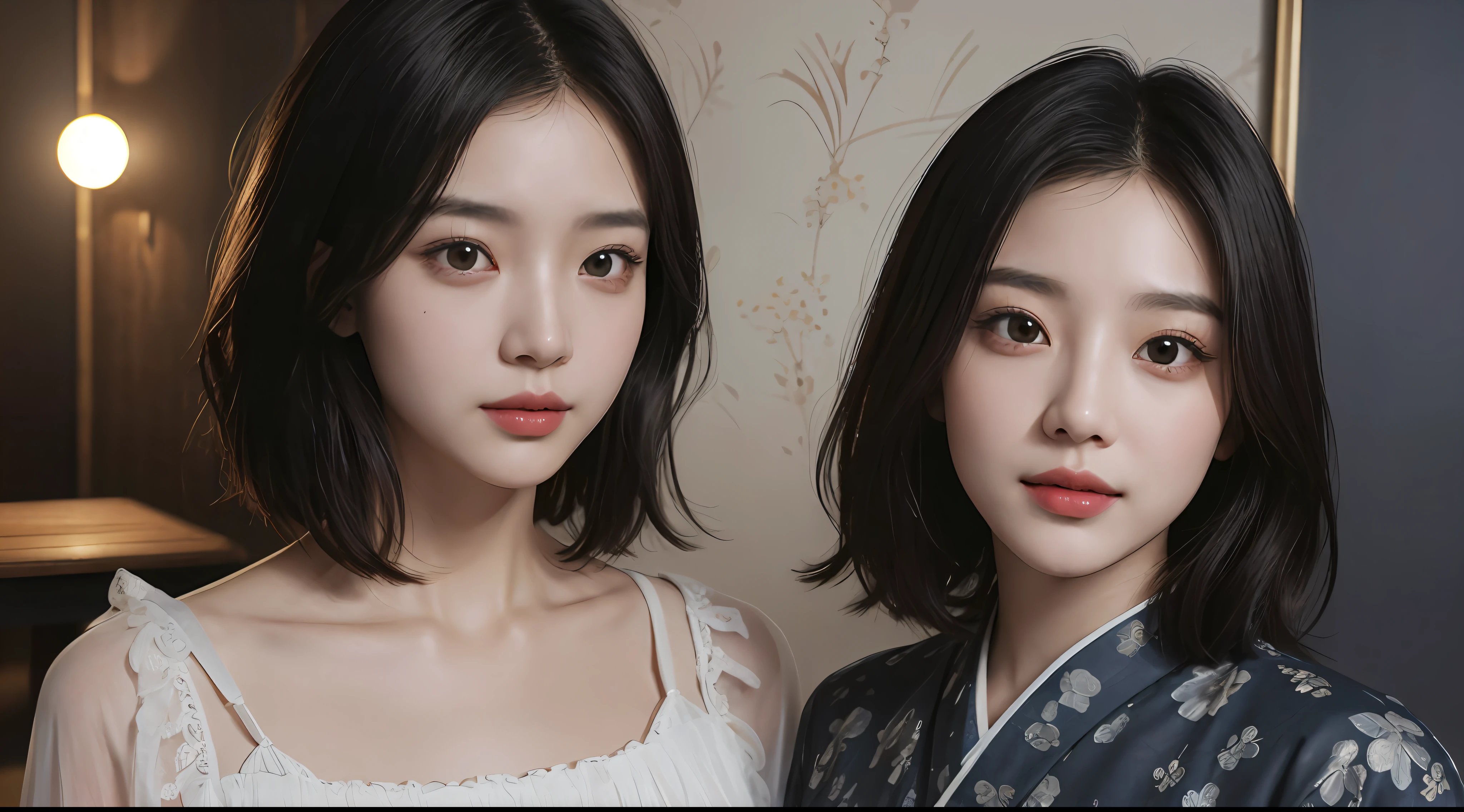 ​masterpiece、The highest image quality、hightquality、Beautuful Women、japanes、Popular Korean Makeup、detaileds、Swollen eyes、A detailed eye、Detailed skin、Beautiful skins、超A high resolution、(Realistis:1.4)、very extremely beautiful、Slightly younger face、Beautiful skins、thin-waist、(A hyper-realistic)、(illustratio)、(hight resolution)、(8K)、(ighly detailed)(The best illustrations)、(beautifully detailed eyes)、(ultra-detailliert)、(wall-paper)、(详细的脸)、looking at the viewers、fine detailed、 A detailed face、pureerosfaceace_v1、a smile、Looking straight ahead、photos realistic、Bright lighting、profetional lighting、A dark-haired、(((very_short_hair)))、brightly lit room、painterly、picture frame