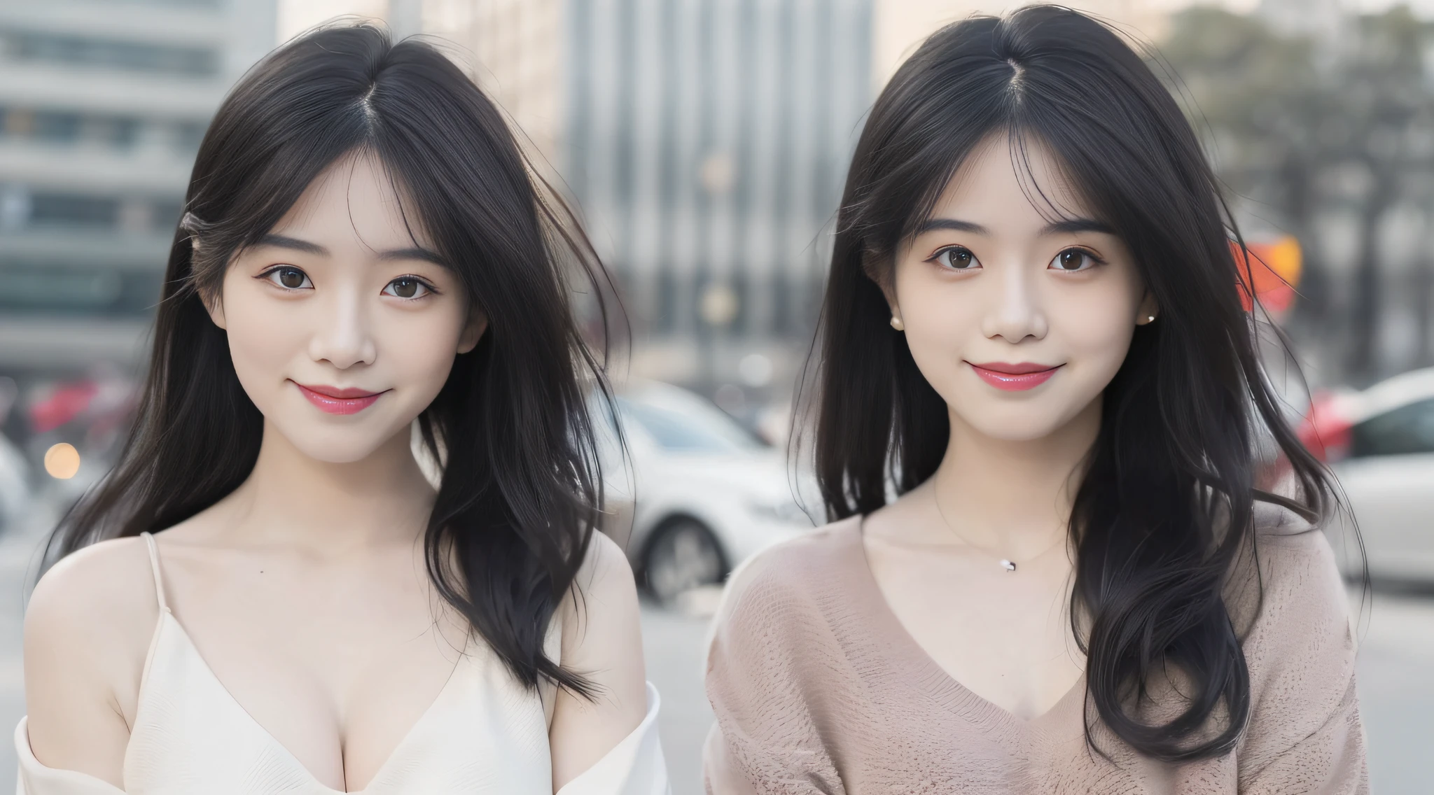 1girl, beautiful retro colors, ((puffy eyes)), full body (8k, RAW photo, best quality, masterpiece: 1.2), (realistic, photorealistic: 1.37), (sharp focus: 1.2 (pale skin: 1.2), , (big breasts dewy), , photography, (black hair :) , portrait, purple eyes, , inside the studio, (best quality: 1.4), (shut up smile: 1.4), , shyness, : 1.3), white dress leaking chest leaky collarbone: full body photo