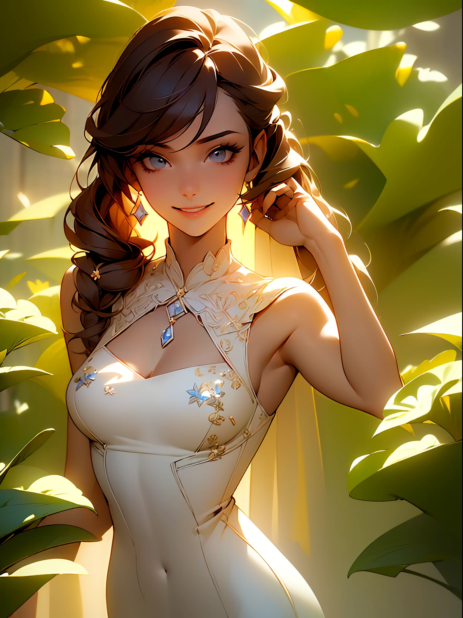 ((Best Quality, 8K, Masterpiece: 1.3)), 1girl, Slim Abs Beauty: 1.3, (Hairstyle Casual, Big Breasts: 1.2), Dress: 1.1, Super Fine Face, Delicate Eyes, Double Eyelids, Smile, Home