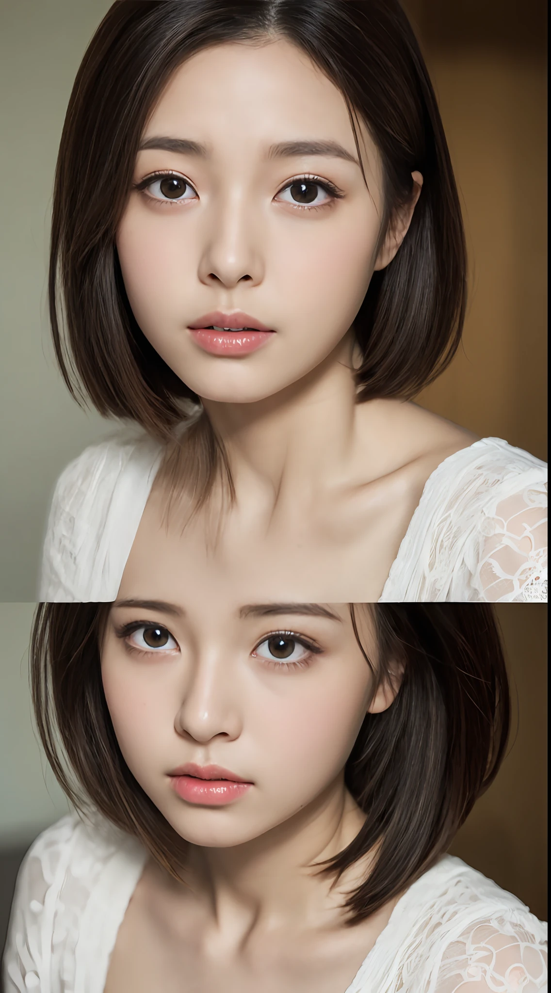 (masterpiece、top-quality、超A high resolution)、Awesome、Beautiful fece、(Photorealsitic、Raw photo)、(Realistic textured skin of the highest quality、shinny skin)、Japan actresses、(big eye、drooing eyes)、faces、独奏、portlate