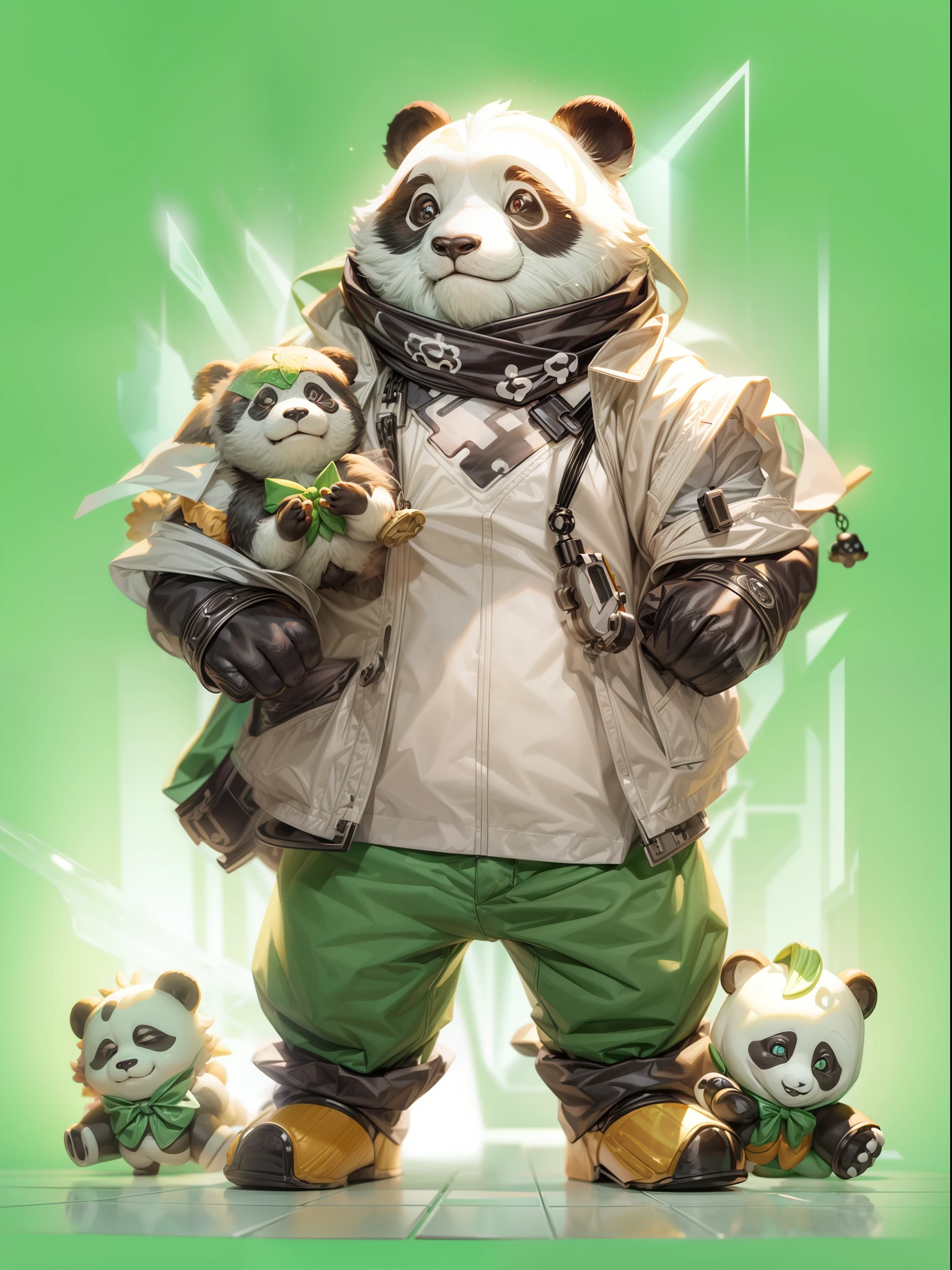 (Blind box toy style:1.2), (Full body shot) , 1 Transparent and cute giant panda, shaggy,steampunc, dreamy glow, Clean, White background, ( Global illumination, Ray traching, hdr, unreal render,reasonable design, high detal, Masterpiece, Best quality, hyper HD, Cinematic lighting)