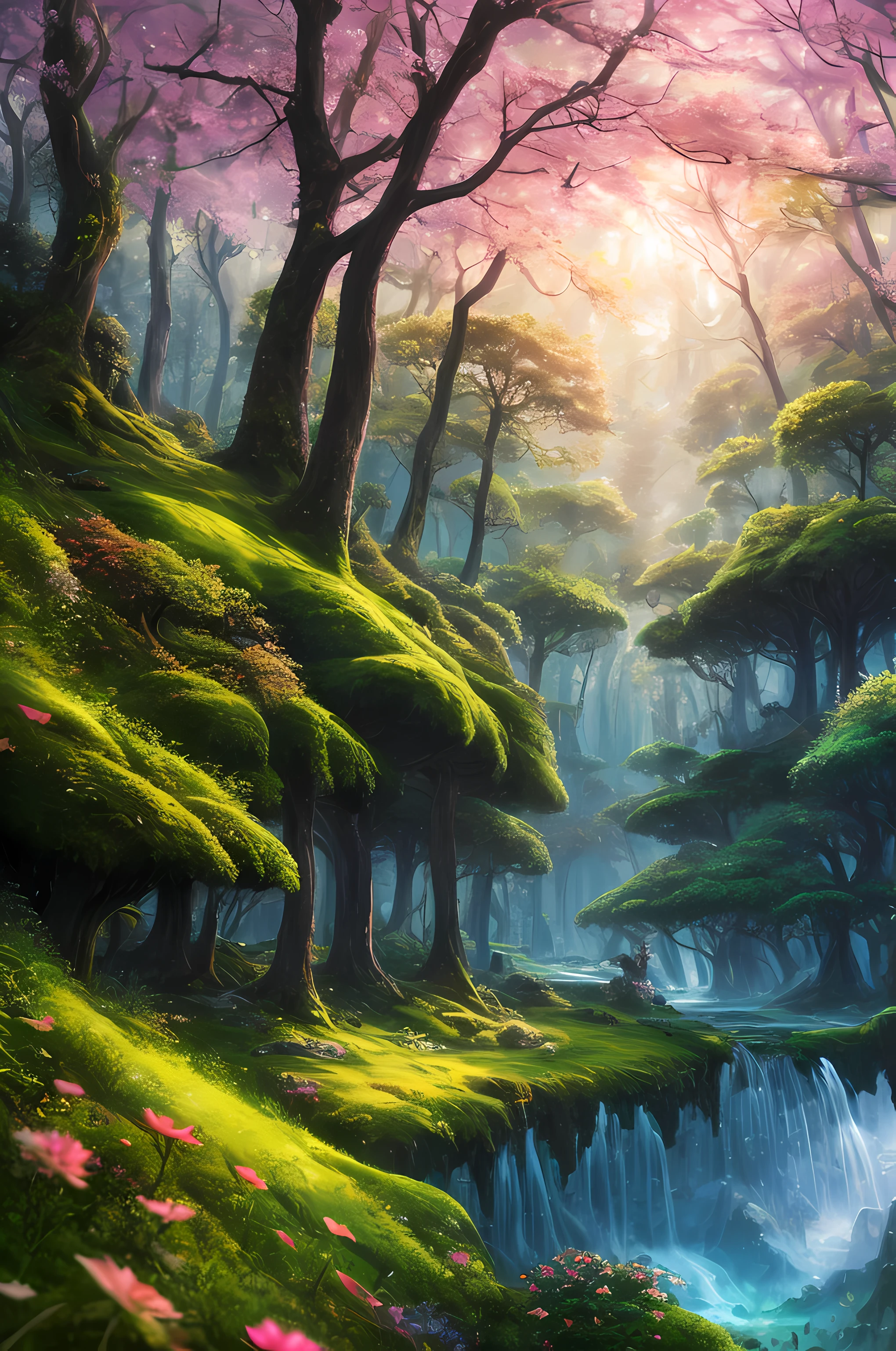 masterpiece, best quality, high quality,extremely detailed CG unity 8k wallpaper, An enchanting and dreamy scene of a fantasy forest, with towering trees, glowing mushrooms, and hidden fairy glens, creating a sense of mystique and enchantment, artstation, digital illustration, intricate, trending, pastel colors, oil paiting, award winning photography, Bokeh, Depth of Field, HDR, bloom, Chromatic Aberration ,Photorealistic,extremely detailed, trending on artstation, trending on CGsociety, Intricate, High Detail, dramatic, art by midjourney