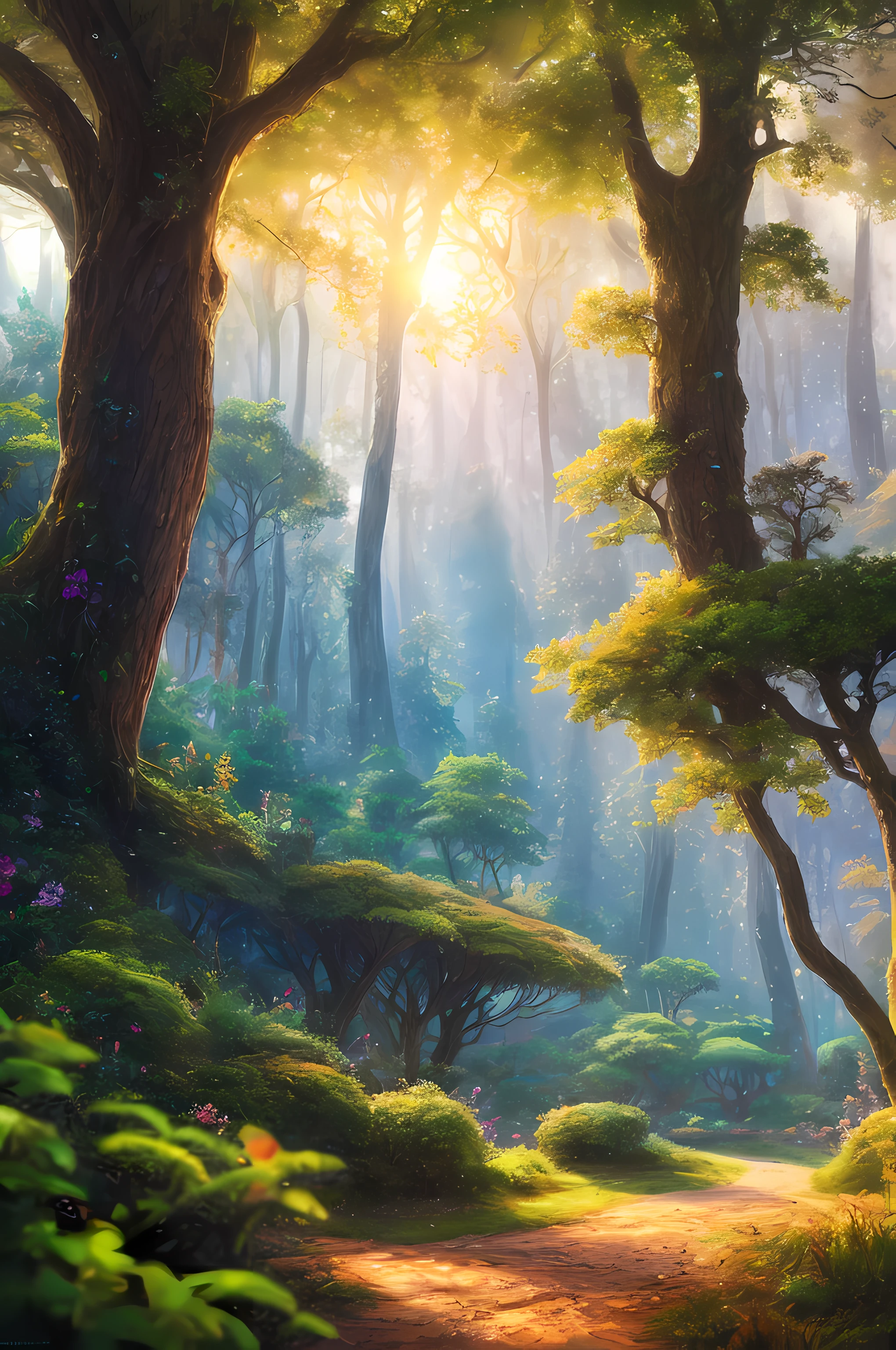 masterpiece, best quality, high quality,extremely detailed CG unity 8k wallpaper, An enchanting and dreamy scene of a fantasy forest, with towering trees, glowing mushrooms, and hidden fairy glens, creating a sense of mystique and enchantment, artstation, digital illustration, intricate, trending, pastel colors, oil paiting, award winning photography, Bokeh, Depth of Field, HDR, bloom, Chromatic Aberration ,Photorealistic,extremely detailed, trending on artstation, trending on CGsociety, Intricate, High Detail, dramatic, art by midjourney