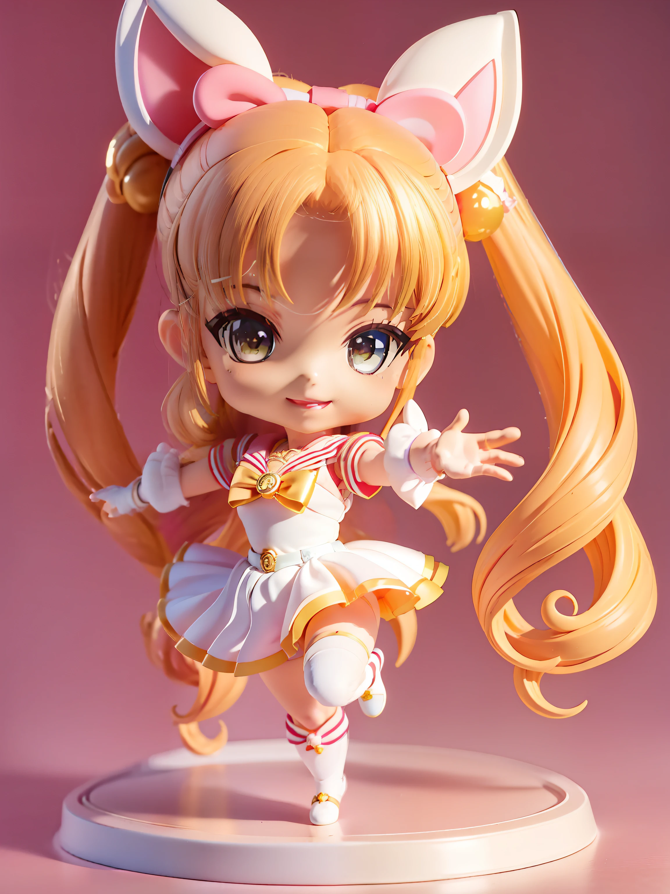 1girl in、nendoroid、figurine、From Sailor Moon、Tsukino Usagi、Cute smile、dynamic movements、