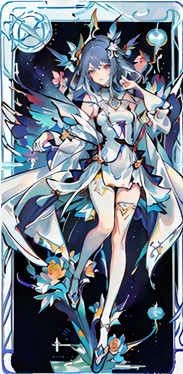 (the golden ratio:1.2),(Rose graffiti:1.2),(Fault color:1.3),[(White background:1.4)::10],(full bodyesbian:1.2),(ultradetailed:1.3),(tarot cards:1.6),(magestic(tarot cards):1.6),(Paper:1.2),(faeries:1.6),(Fairy wings:1.2),full bodyesbian,Dangling,(mizore:1.2),(Butterfly hair ornaments),(Floral hair ornaments:1.0)),(Colorful cocktail dress:1.0)+(Loose-fitting sleeved jacket:1.3)+(Fluttering colored tassels and ribbons:1.2 ),(White stockings:1.2),(Colored ink paper flowers:1.2),(Sea of colorful flowers:1.3),(Chaotic geometry:1.3),(Negative space:0.8),(Drawing board:1.3 ), (Etheric color ink flows:1.3),(Pink Long Hair:1.0)