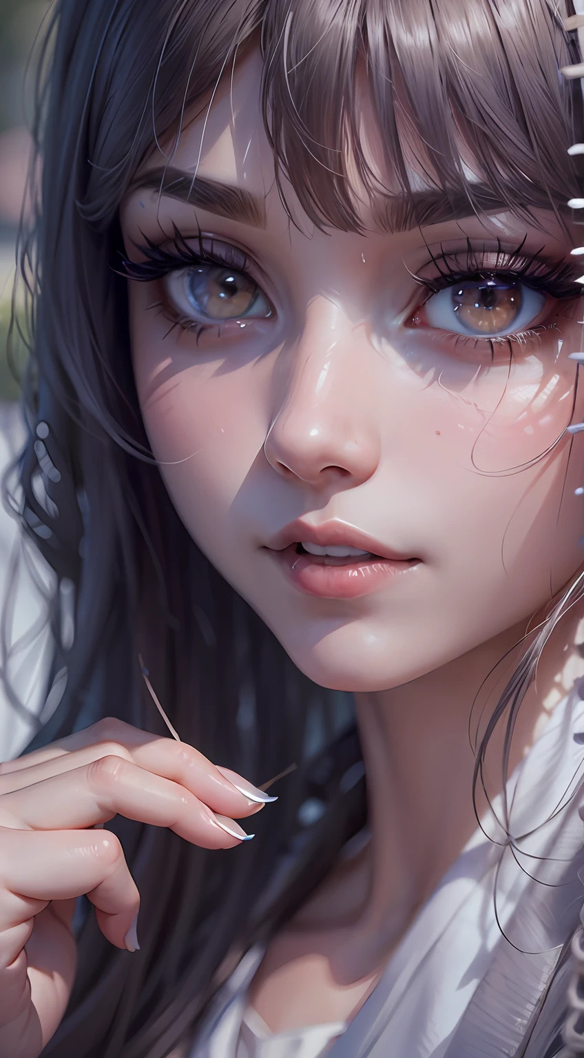 Anime girl with long hair and blue eyes with a feather - SeaArt AI