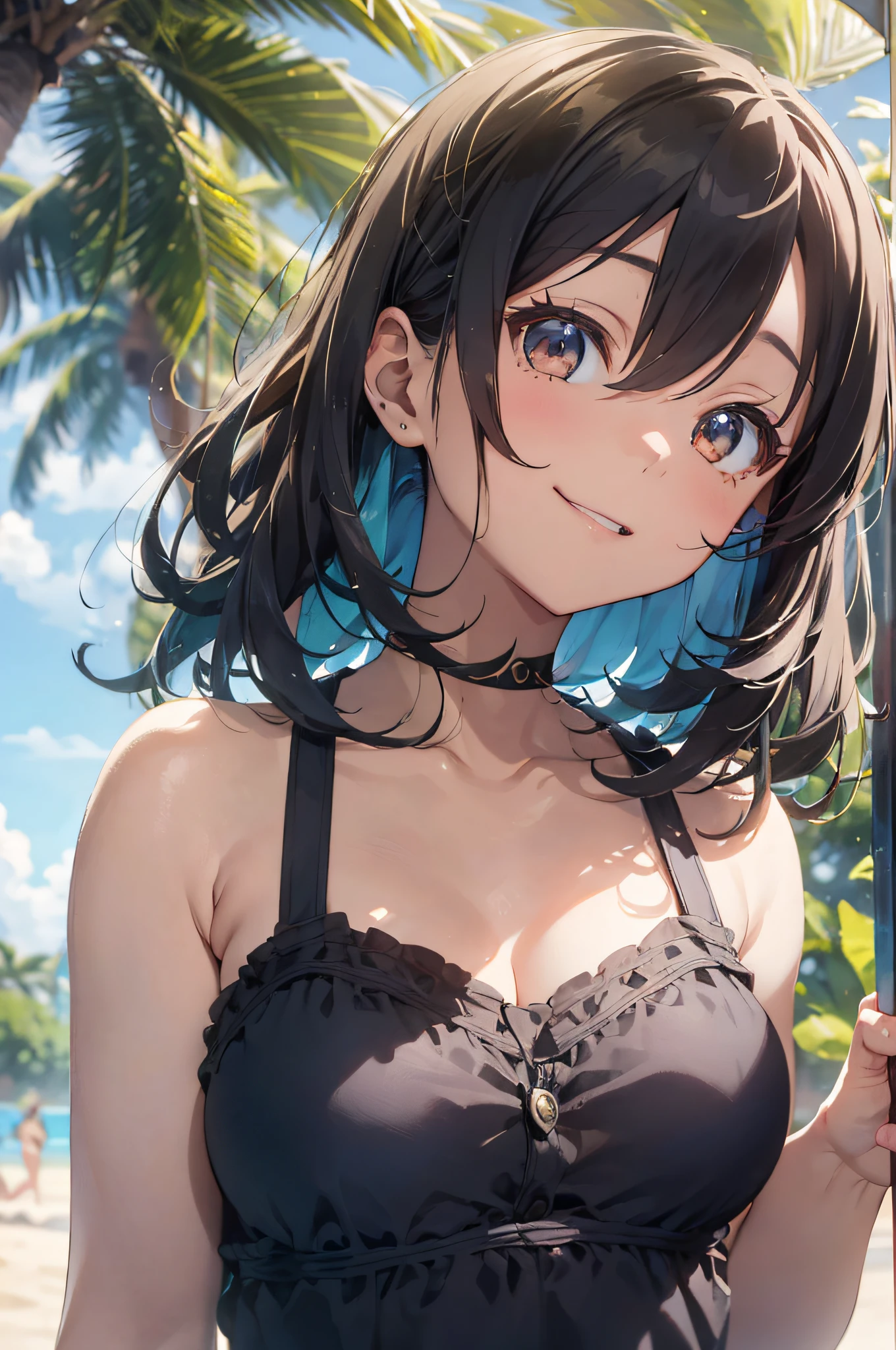 （（（​masterpiece））、（（（top-quality））、（（extremely delicate and beautiful））、（Highly detailed CG Unity 8K wallpapers：1.3）、very delicate light、（Back lighting）、（steampunc）、

/=、
(((cowboy body))、(1loli:1.3)、独奏、(小柄)、(small tits)、Yellow swimsuit、High Waist Shorts、Vermilion hair、red eyes、耳环、(Wavy Curly Shorthair)、(Ahoge)、(Cute face:1.114)、(finely eye:1.15)、(cute  face:1.114)
、（Beautiful fine eyes and beautiful face：1.15）、
Girl with a smile、Look happy in a beautiful tropical landscape。Behind her the sun went down、Bring a warm glow to the scene、It creates a dreamy atmosphere。In the distance、Palm trees swaying in the breeze、sand beach、suns、the beach、mare、Horizon, etc.、It creates a laid-back retro atmosphere。

Highly detailed ray-traced wakame seaweed、wakame、wakame、wakame、wakame、wakame、wakame、