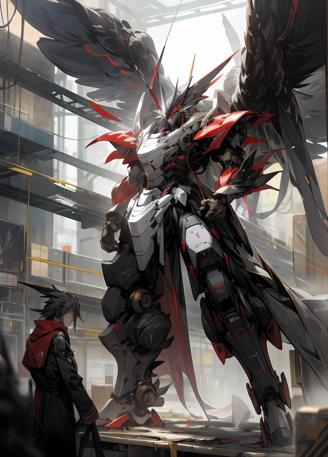 , DDIM_HumaNãos, brilhante, Robot, brilhante_olho, Mecha, fiction_scientist, realista, Mecha,  Red Phoenix Armor