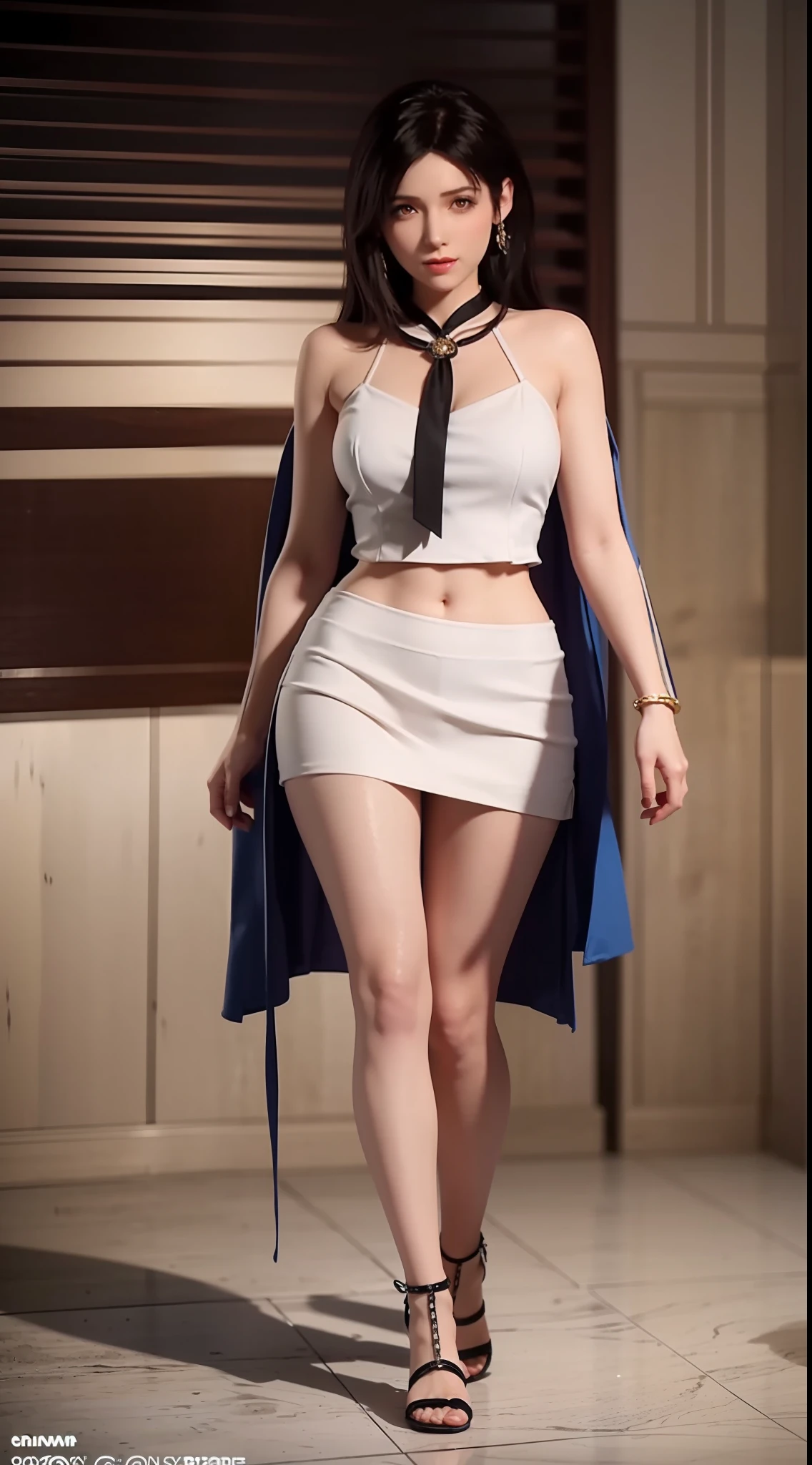 Masterpiece, Best Quality, (Realistic, Photo Realistic: 1.37), 8K, An Extremely Delicate and Beautiful, Amazing, Fine Detail, Official Art, Absurd, Incredibly Absurd, Huge File Size, Ultra Detailed, Extremely Detailed, Beautiful Meticulous Girl, 1 Girl, (Perfect Female Figure), Full Body, Short Skirt, Long Legs,