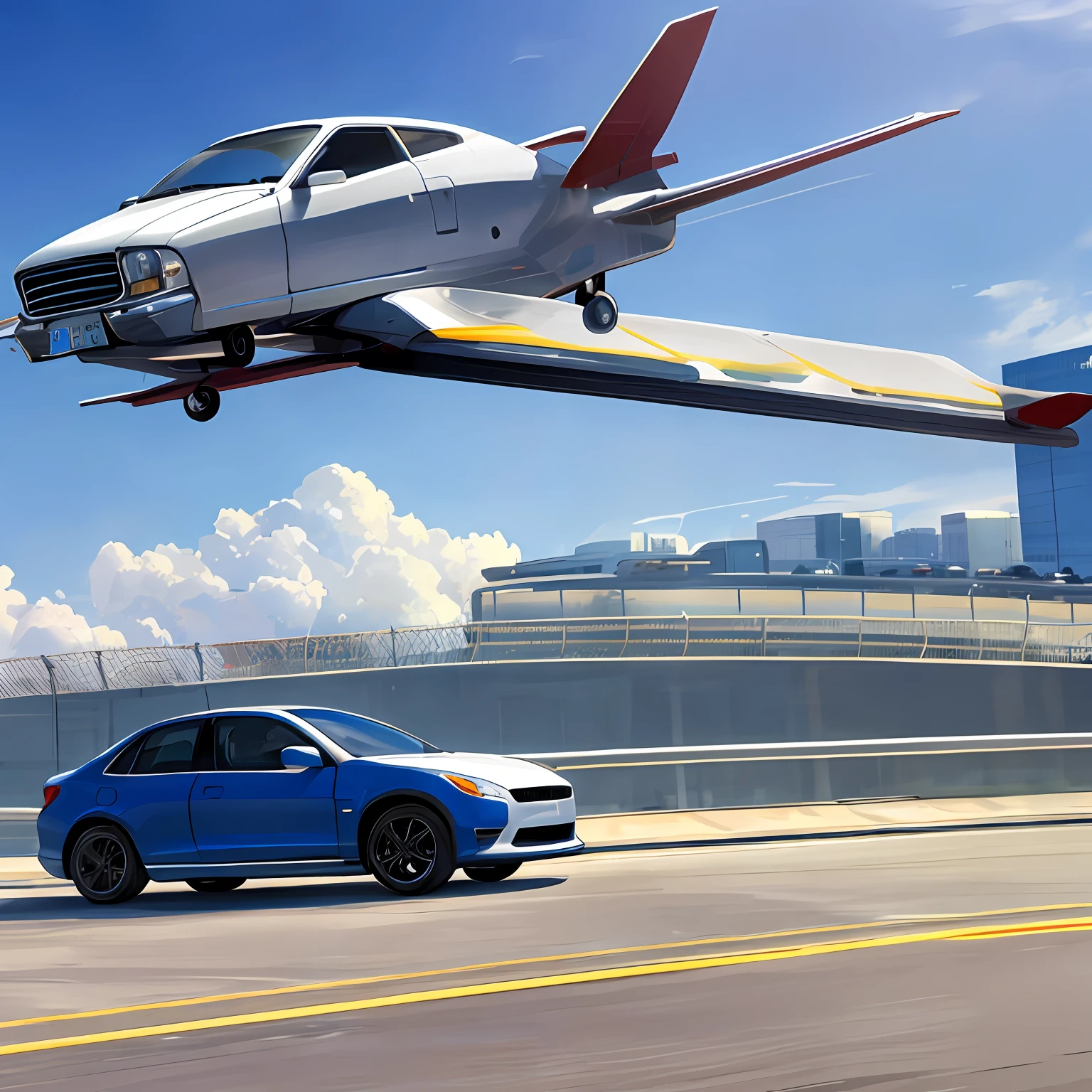 near future、A car is flying in the sky --auto