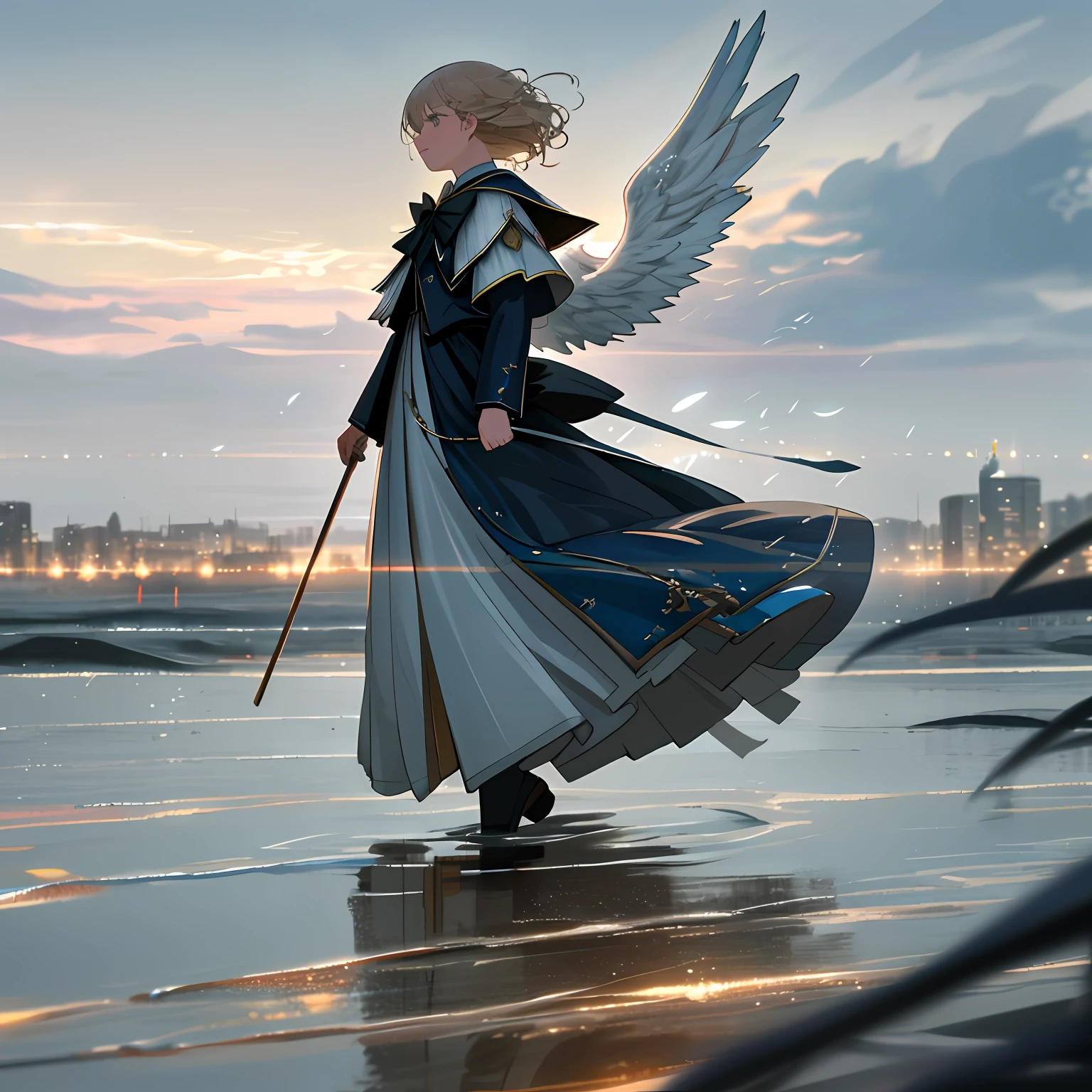 Angels walk on water in a storm, tmasterpiece, best qualtiy, high qulity, Extremely detailed CG unit 8k wallpaper, award winning photography, bokeh, depth of fields, HDR, Flood, color difference, realisticlying, The is very detailed, Popular on ArtStation, Popular on CGsociety, 复杂, high detal, dramatics, Art on the go, Volumetriclighting