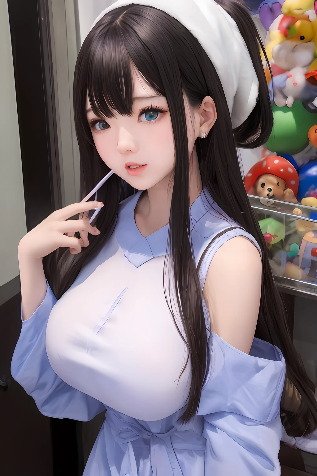 femele，toys，Childlike big breasts，long whitr hair，Asian people