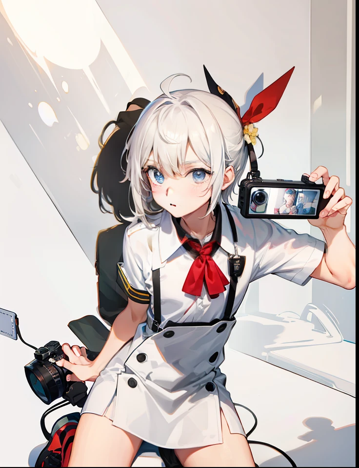 Cute boy holding camera
