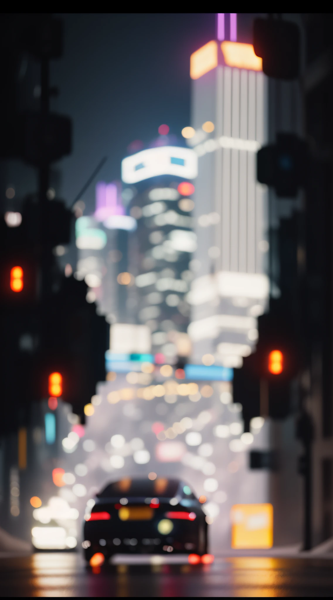 Cars driving on city streets at night have a lot of lights, blurry and dreamy illustration, vfx powers at night in the city, hyper realistic cyberpunk city, anamorphic bokeh, street city night, City Night, Blur the movie, long exposure 8 k, city street cinematic lighting, Bright city lights, Urban depth of field, blurry and dreamy illustration