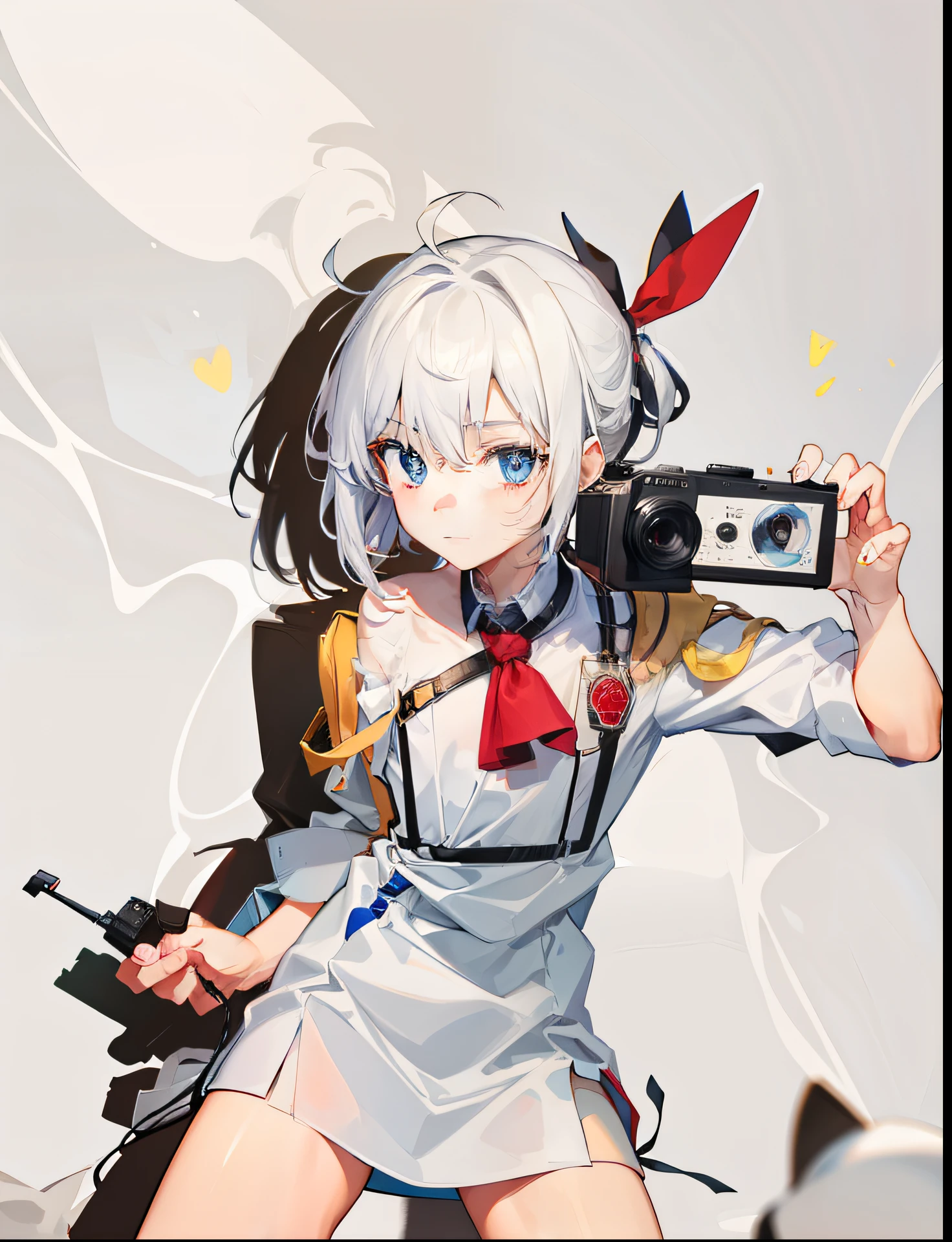 Cute boy holding camera