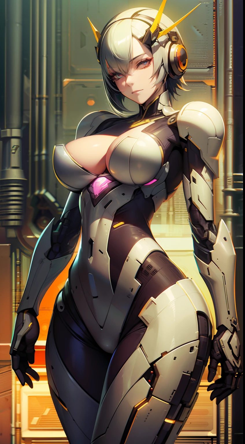 Drawing of a robot with an evil smile, female mech,streamline, Cyborg Woman, beautiful robot character design, anime robotic mixed with organic, Feminine, cool mecha style, (Photorealsitic), (masterpiece, :1.3),(top-quality:1.4), (超A high resolution:1.2), 超A high resolution, (A detailed eye), (detailed facial features), nffsw, 8K分辨率, (lensflare:0.7),Full Body Art