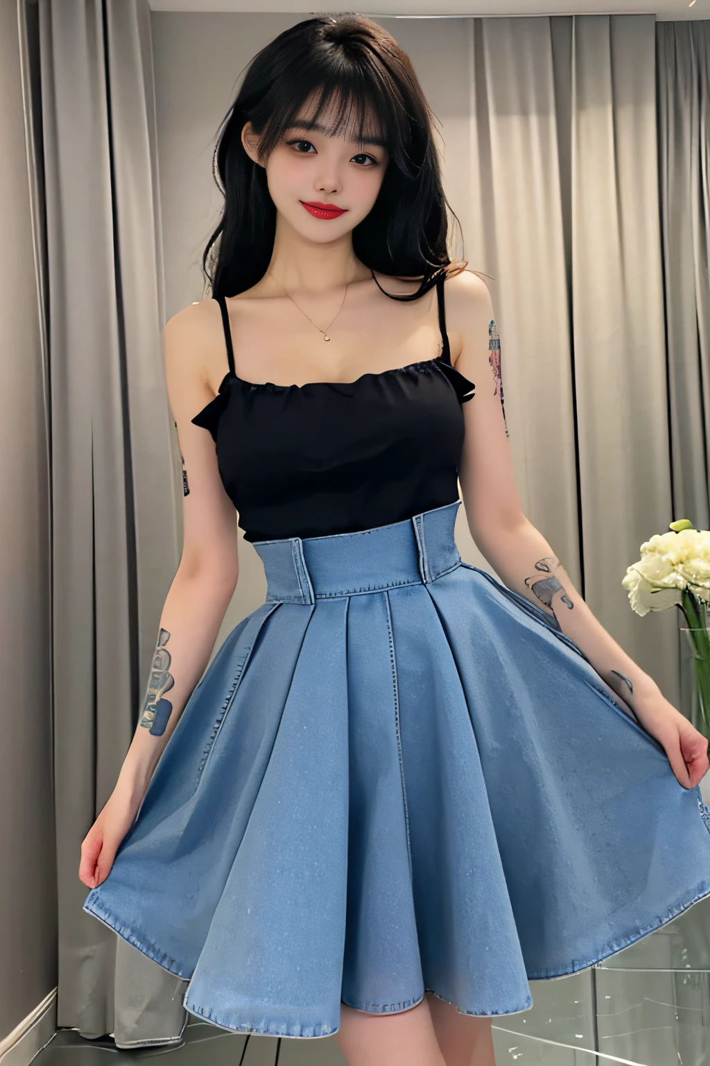 ((Best Quality, 8K, Masterpiece: 1.3)), 1girl, Slim Abs Beauty: 1.3, (Hairstyle Casual, Big Breasts: 1.2), Dress: 1.1, Super Fine Face, Delicate Eyes, Double Eyelids, Smile, Home