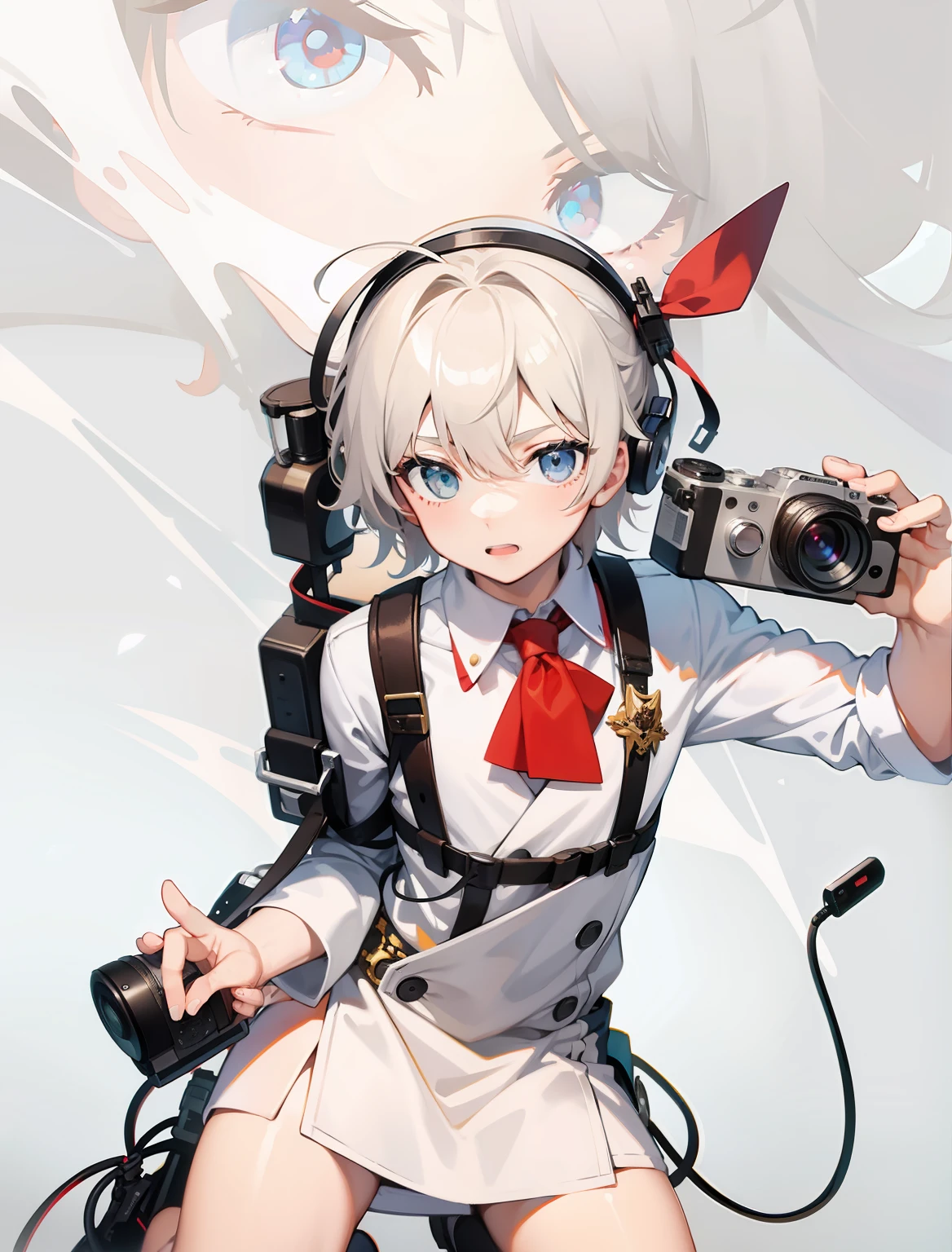 Cute boy holding camera
