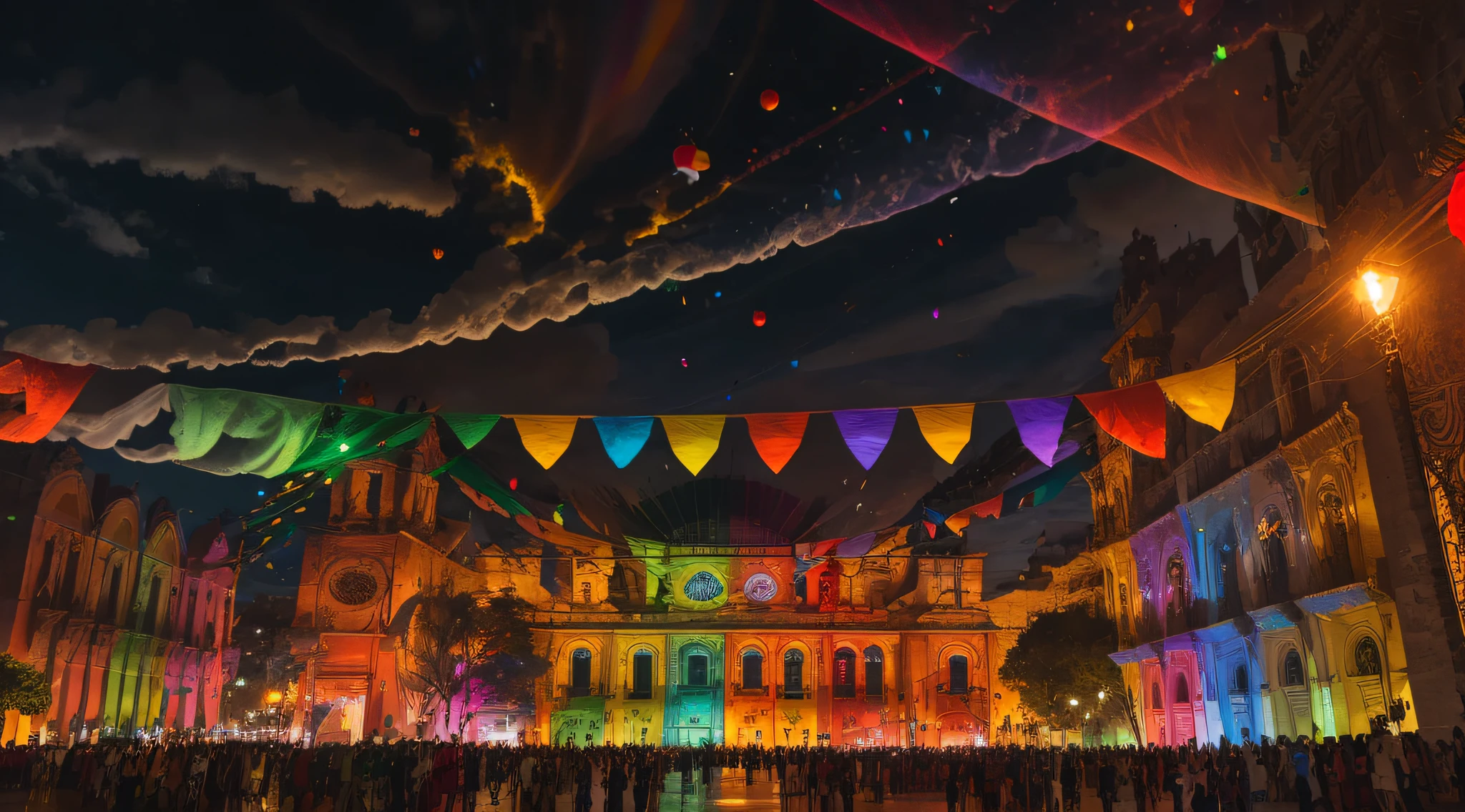 Colorful celebration of Mexico's Independence Day with vibrant decorations --auto