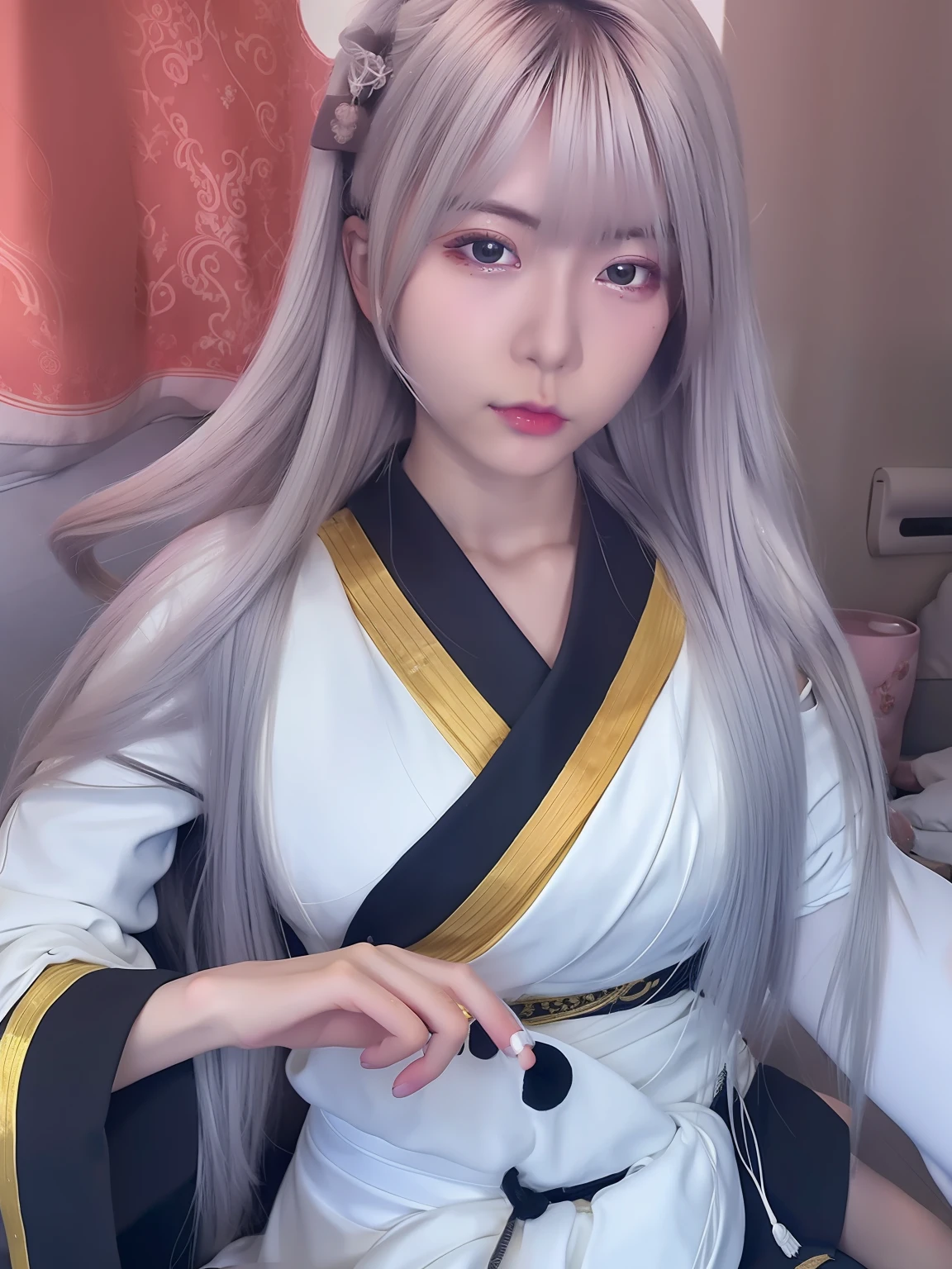 1girl, kaguya otsutsuki, white hair color, white skin, long hair, realistic, ultra detail, ultra 4k,
