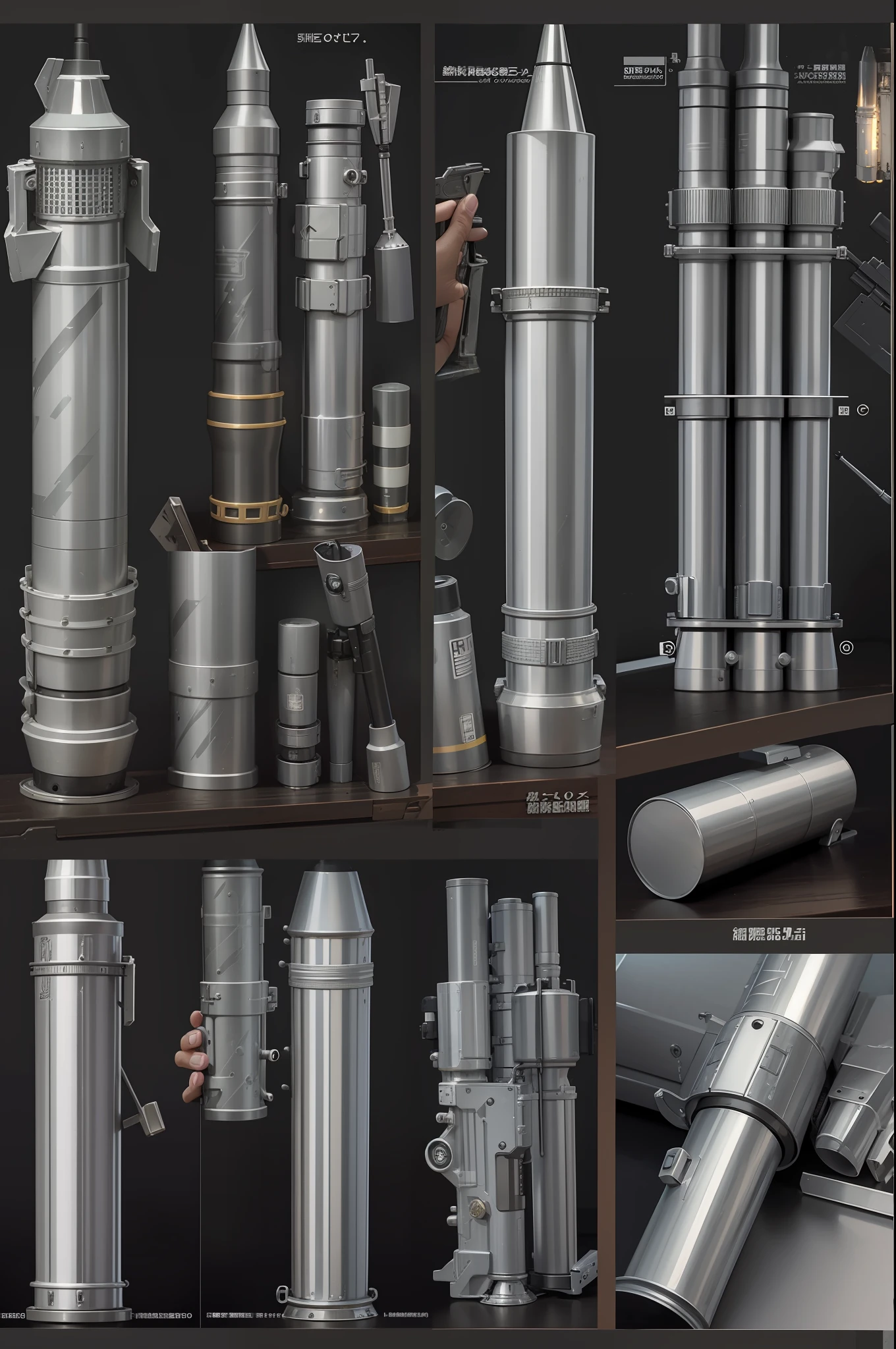 Silver Bazooka Gun、rocket launcher、photoRealstic、top-quality、​masterpiece