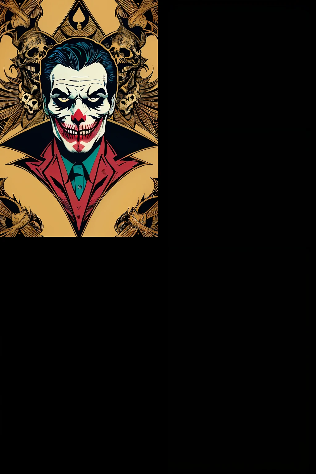 Wearing a clown mask,Wear a black suit