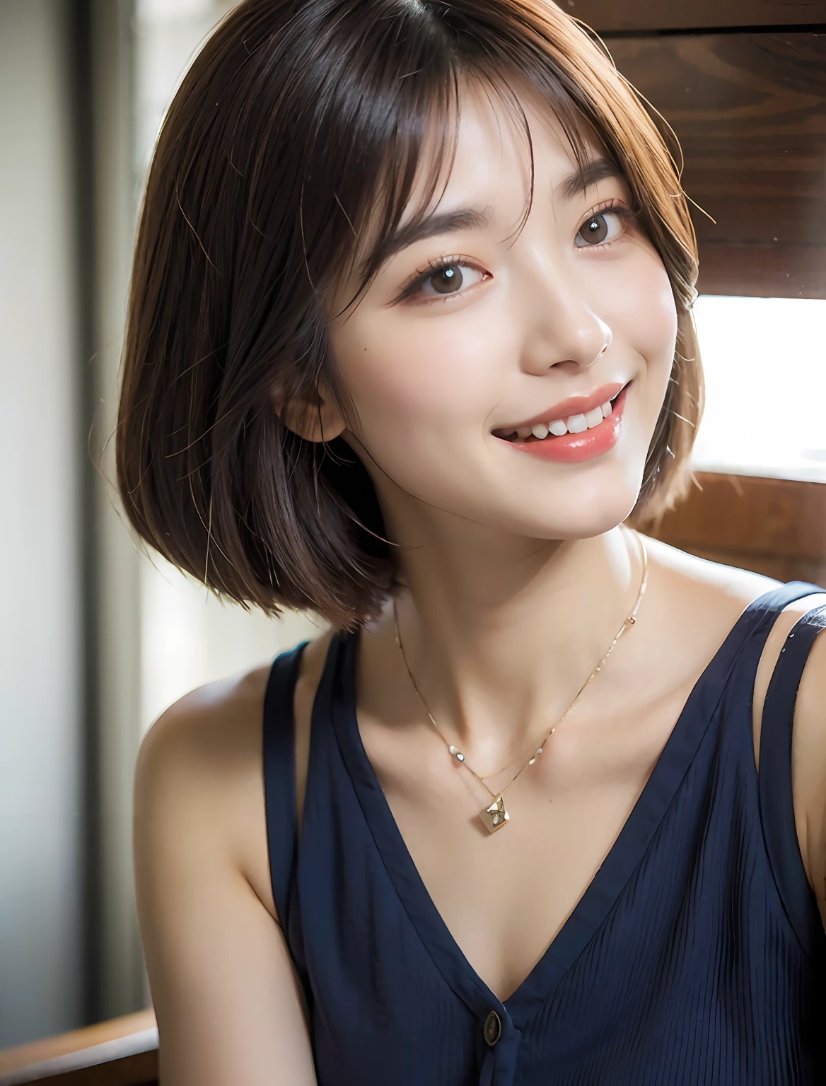 Camisole with thin shoulder straps、chest、Lush bust、