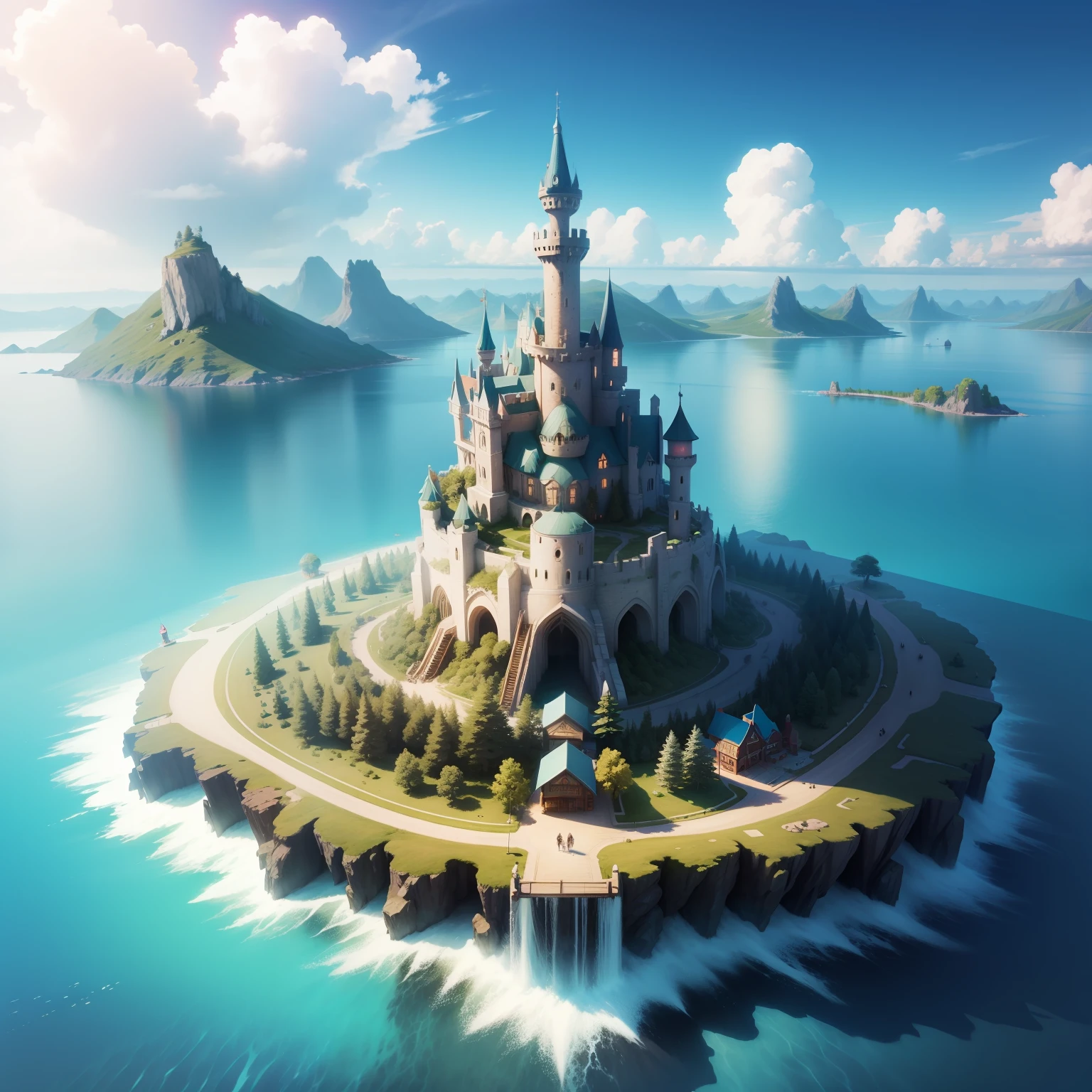 Wonderland Island with Dreamlike True Non-Real Light Dream Scene