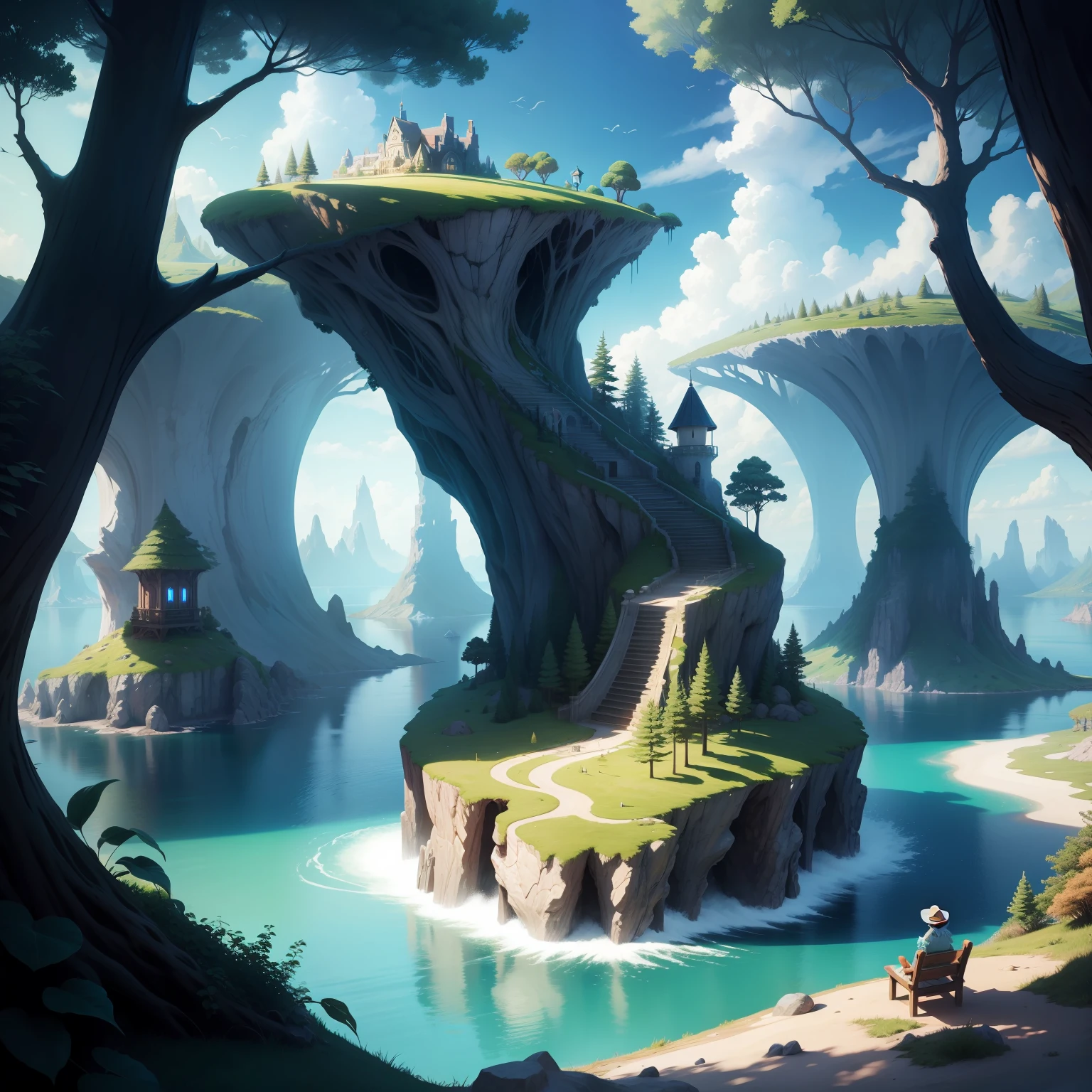 Wonderland Island with Dreamlike True Non-Real Light Dream Scene