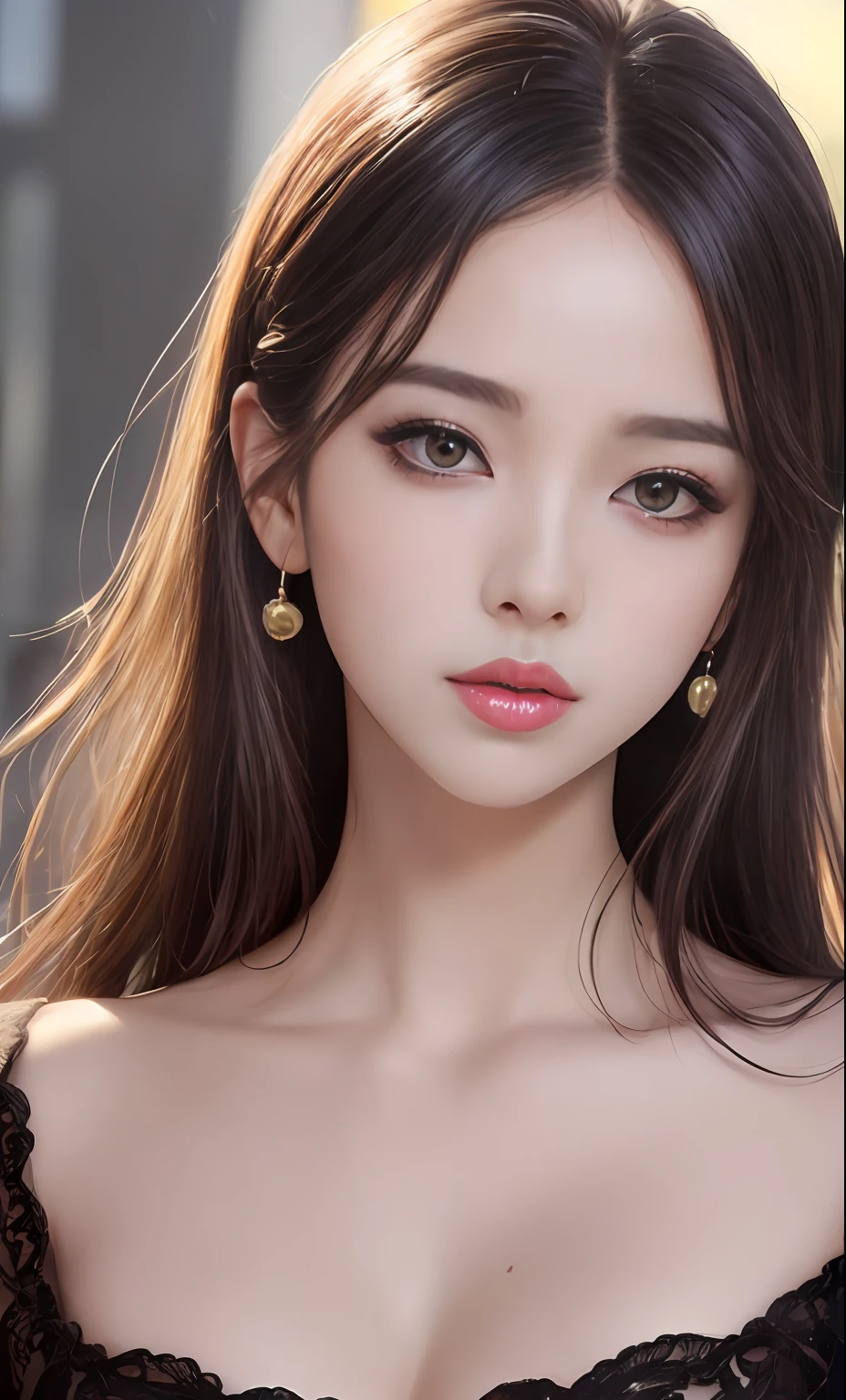 (8k, RAW photo, photorealistic:1.25) ,( lip gloss, eyelashes, glossy finish, glossy skin, best quality, super high resolution, depth of field, chromatic aberration, caustics, wide light, natural shadow, Kpop idol) look with serenity and goddess-like bliss to the spectators,