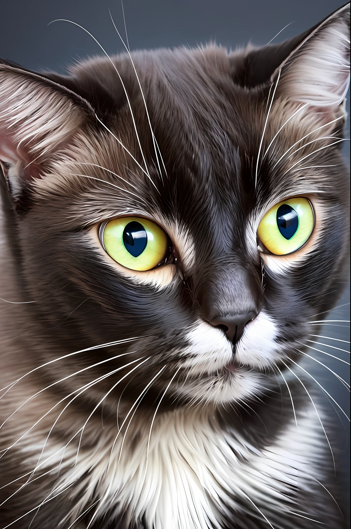 realistic cute black cat with Heterochromia iridum photo series --auto --s2