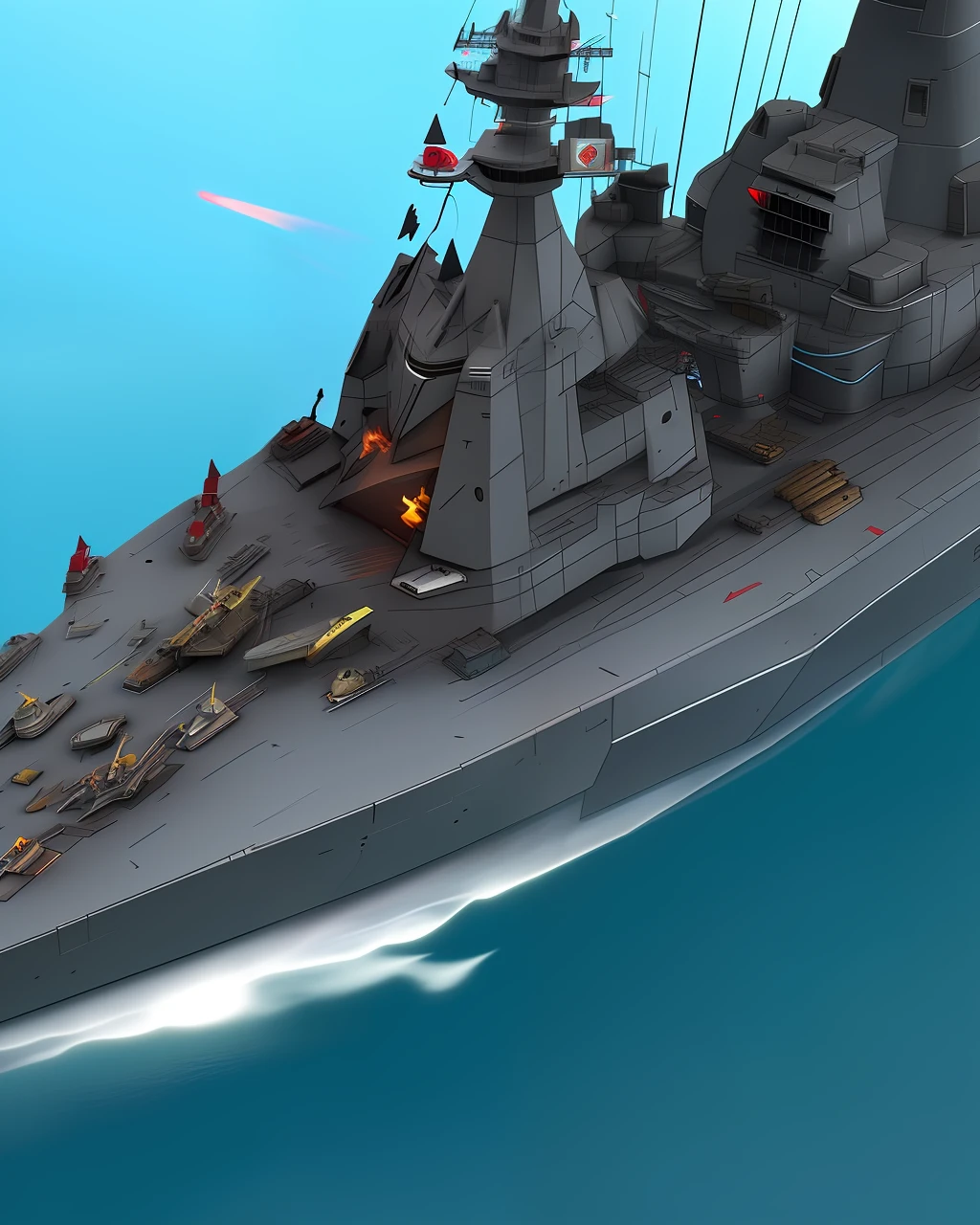 battleship，the sea，Slender，heavily armored，cannon fire