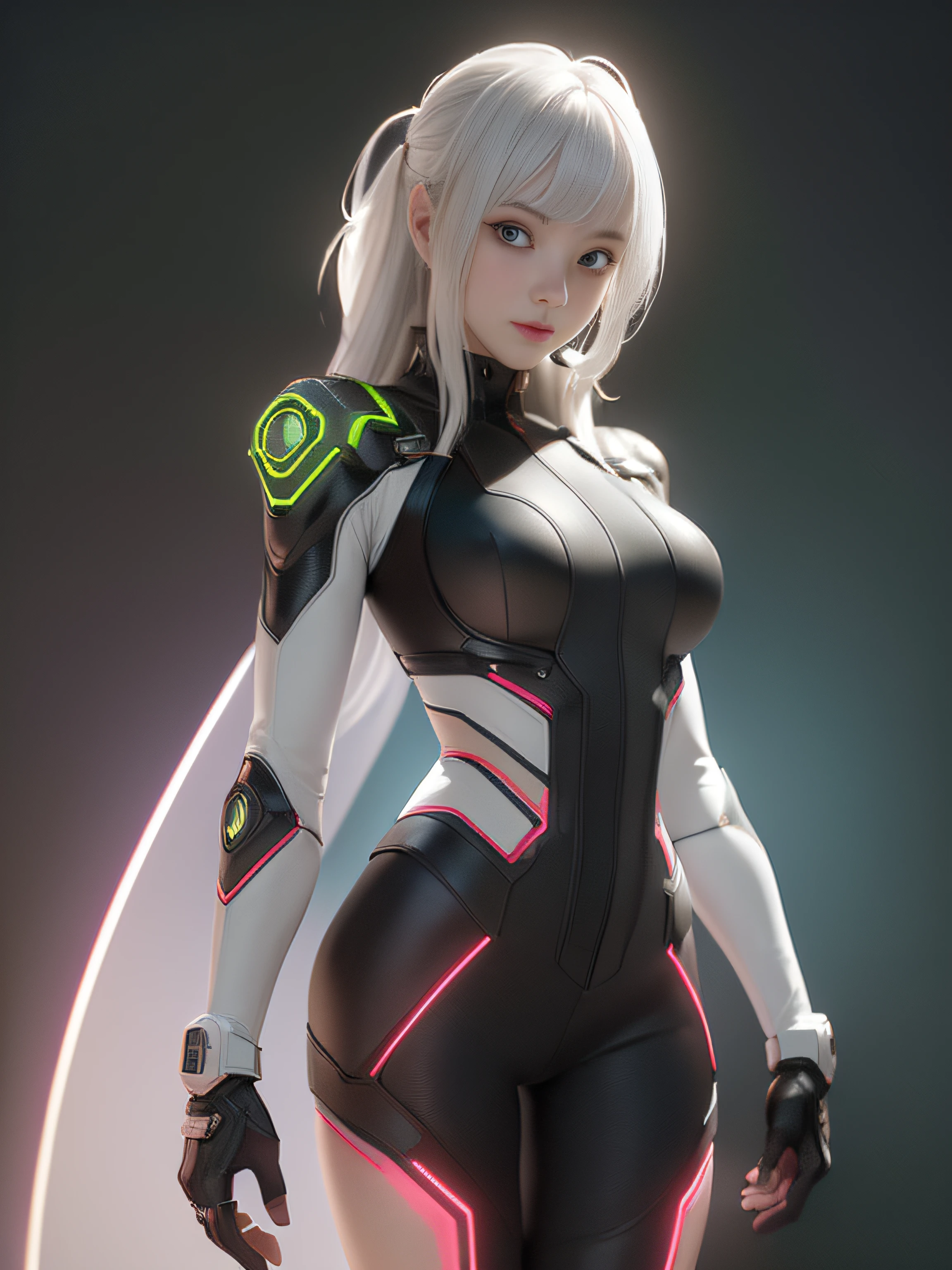 (Best Quality), ((masutepiece), (detail: 1.4), 3D, A Beautiful Cyberpunk Woman, nffsw (High dynamic range), Ray tracing, NVIDIA RTX, Hyper-Resolution, Unreal 5, Subsurface scattering, PBR Textures, Post-processing, Anisotropy Filtering, depth of fields, Maximum Sharpness and Clarity, Multilayer Texture, Albedo and Highlight Maps, Surface Shading, Accurate simulation of light-material interactions, fully body photo, Perfect proportions, Octane Render, Two-color light, Large aperture, Low ISO, White Balance, thirds rule, 8K Raw,
