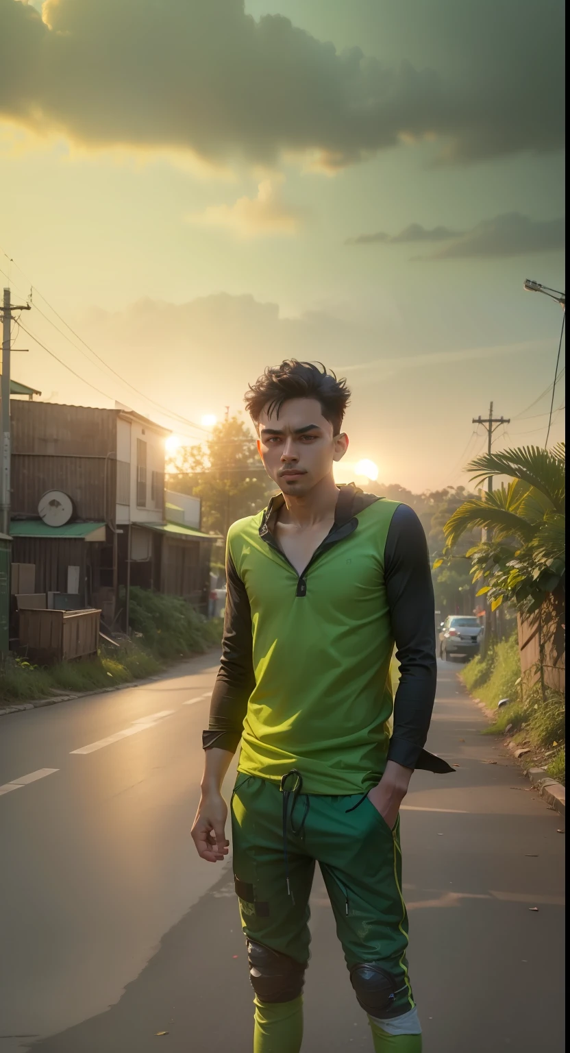 8k uhd dslr green colour tshirt little boy reylstik bugrund green colour