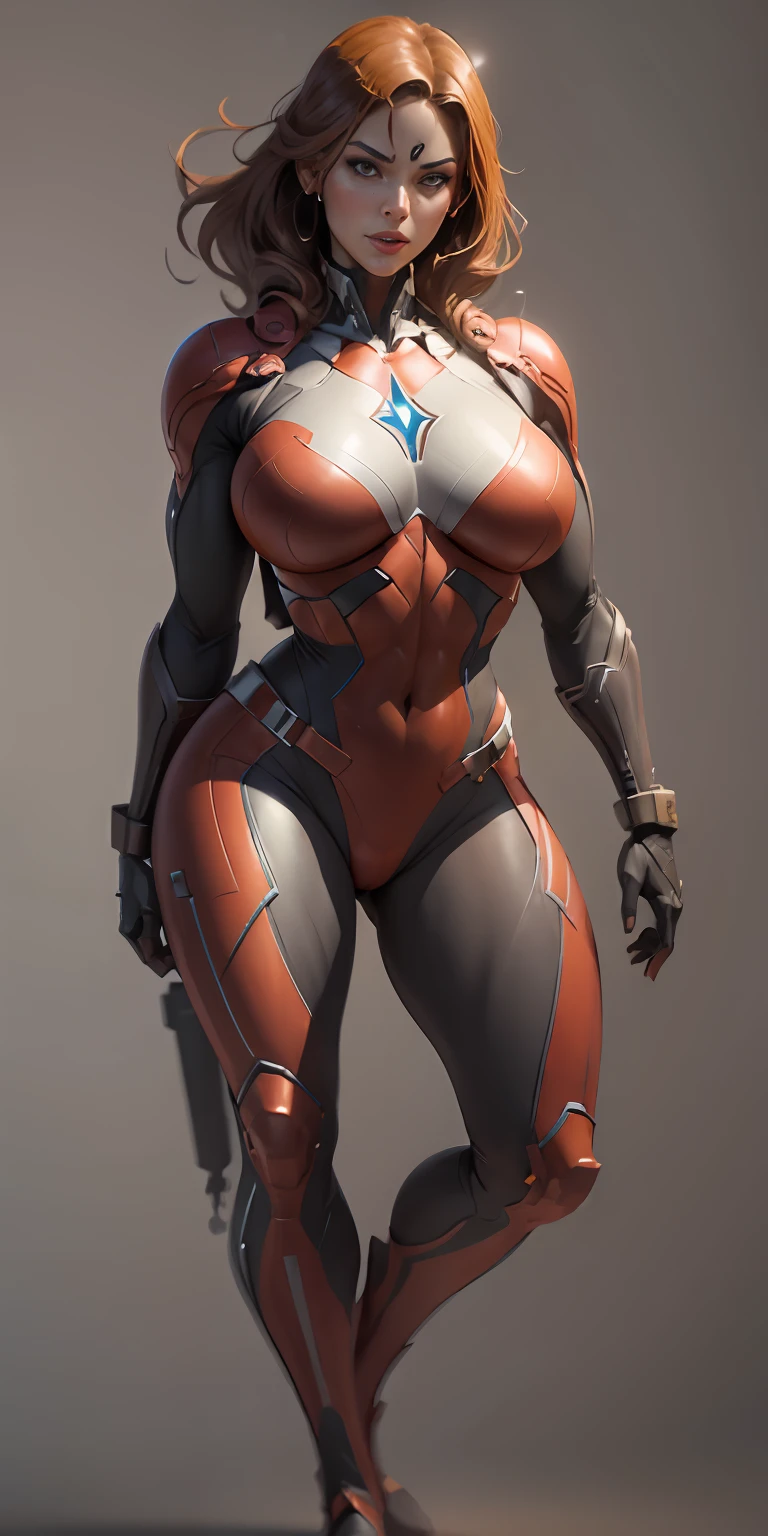 female Daredevil from Marvel, big breasts, frontal, full-length, looking at the camera, facing the audience, standing pose, simple background, three-dimensional light, detailed full-body concept, sleek digital concept art, beautiful full-body concept art, art trend, CGsociety full-length,