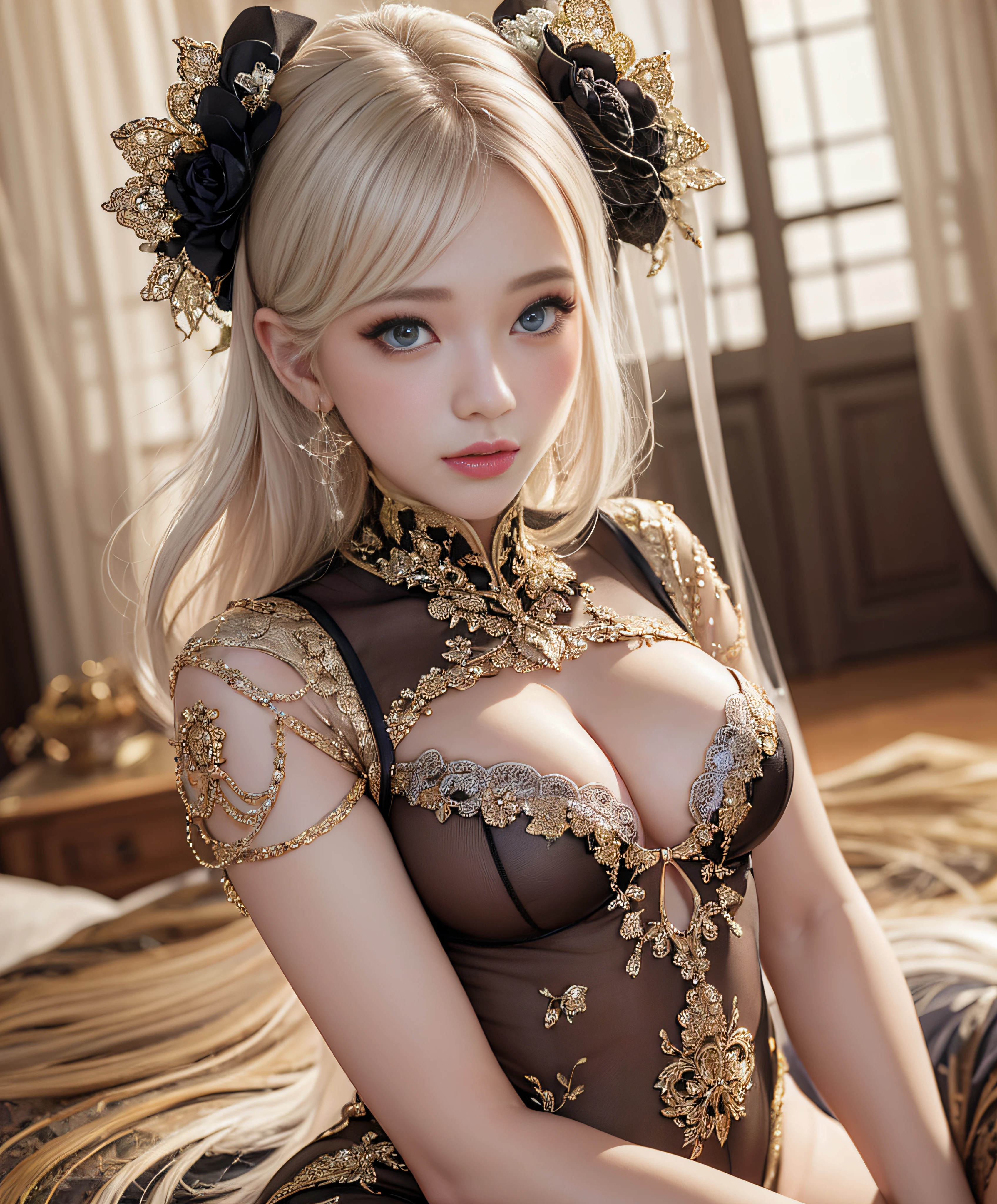 breast curtains, china dress, areola slip,(best quality:1.0), (8k wallpaper:1.0), extremely delicate and beautiful, (beautiful detailed face:1.0), (detailed deep eyes), symmetrical breasts, deep eyes, steam, shiny skin,