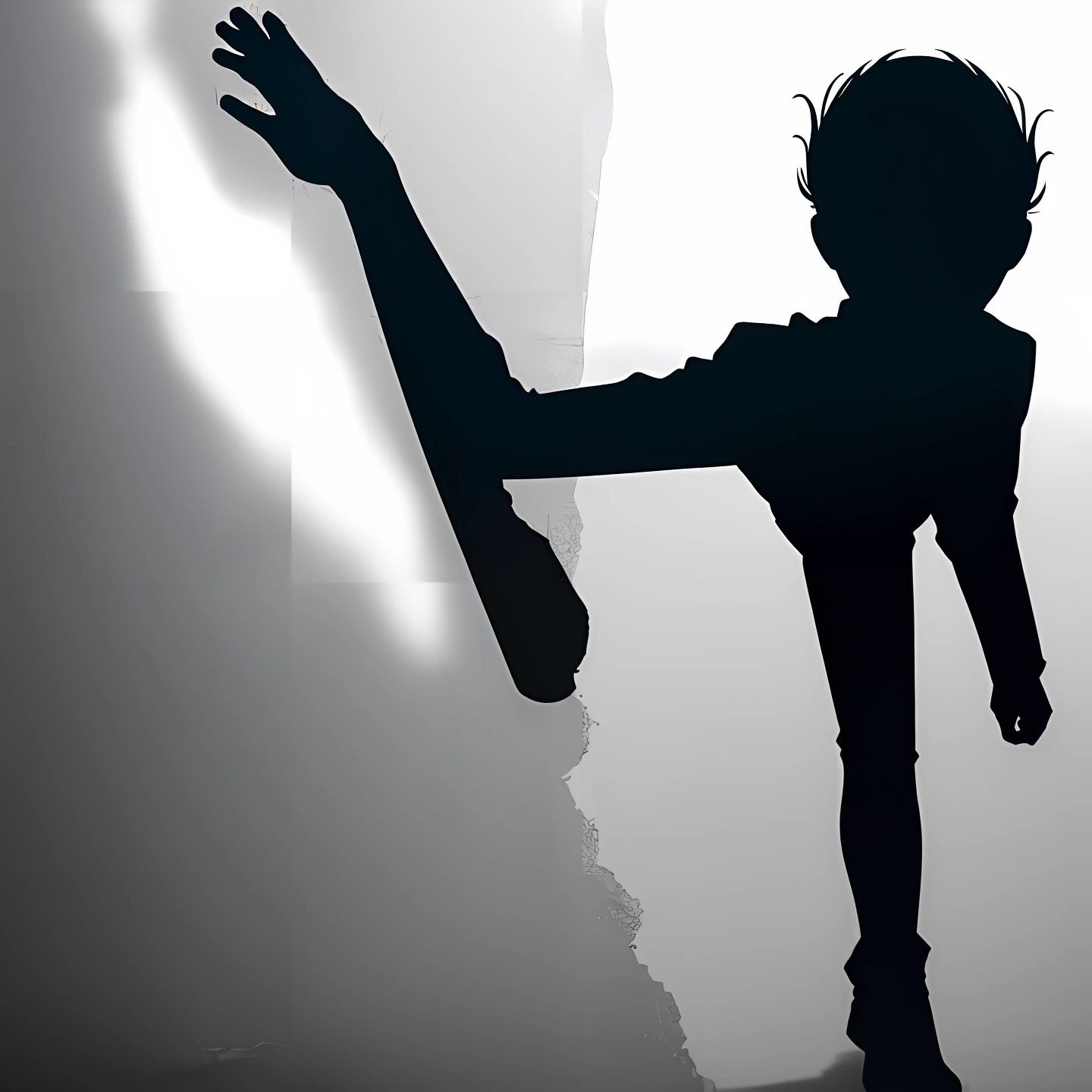 A shadow of sad man with a black background