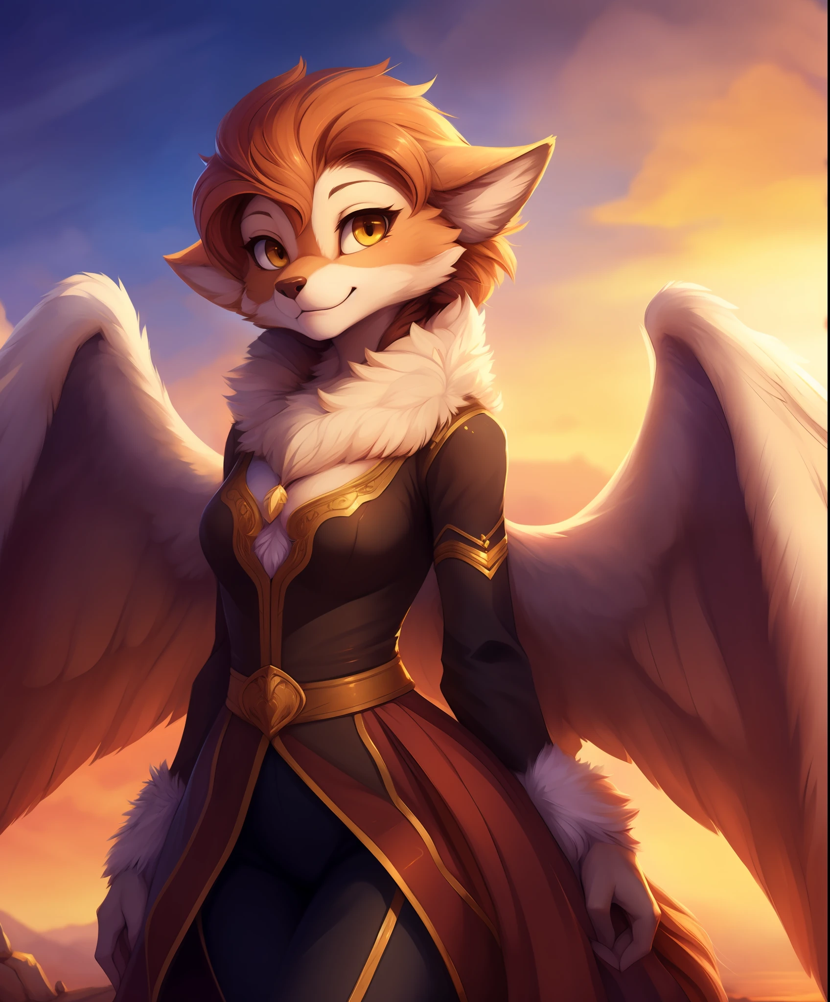 gilda, griffin, wings, tail, simple background, female, yellow eyes, very highly detailed, soft shading, sharp focus, solo, full body,, best quality, perfect anatomy, fluff, (body fur), masterpiece, (digital painting, soft shading,, warm lighting), cute,, [by dagasi|ancesra:0.5], (by foxovh|by personalami), (by einshelm|by tom_fischbach)]