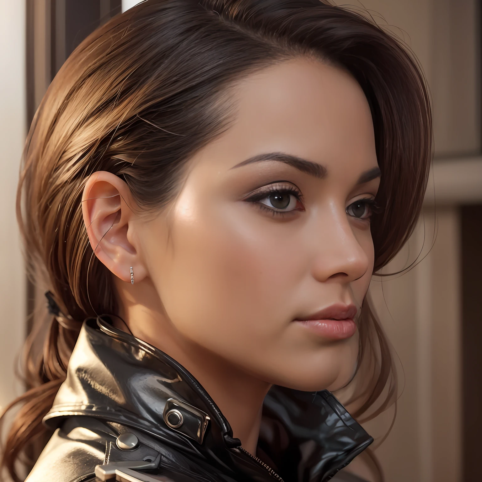 "Recreate a lifelike image of a woman with realistic details."