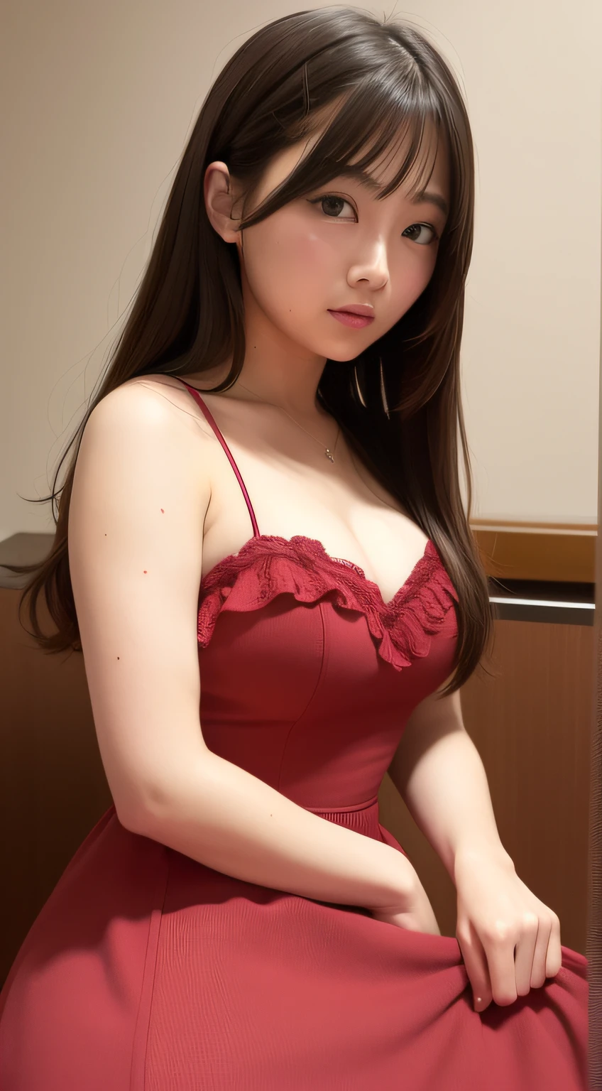 top-quality、masterpiece、ultra res、cute girl face、party dress、is wearing dress、full bodyesbian、Famous actresses of Japan、very beautif、A sexy