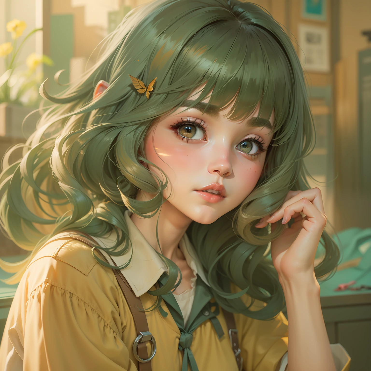 1960s-era、animesque、girl with、trending on artstationh、Rachel Walker、